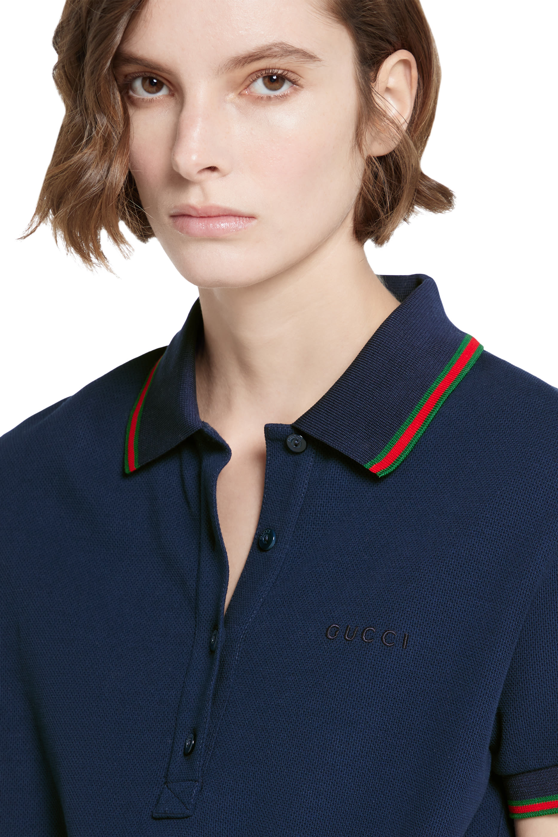 فستان بولو بشريط ويب قطن بيكيه