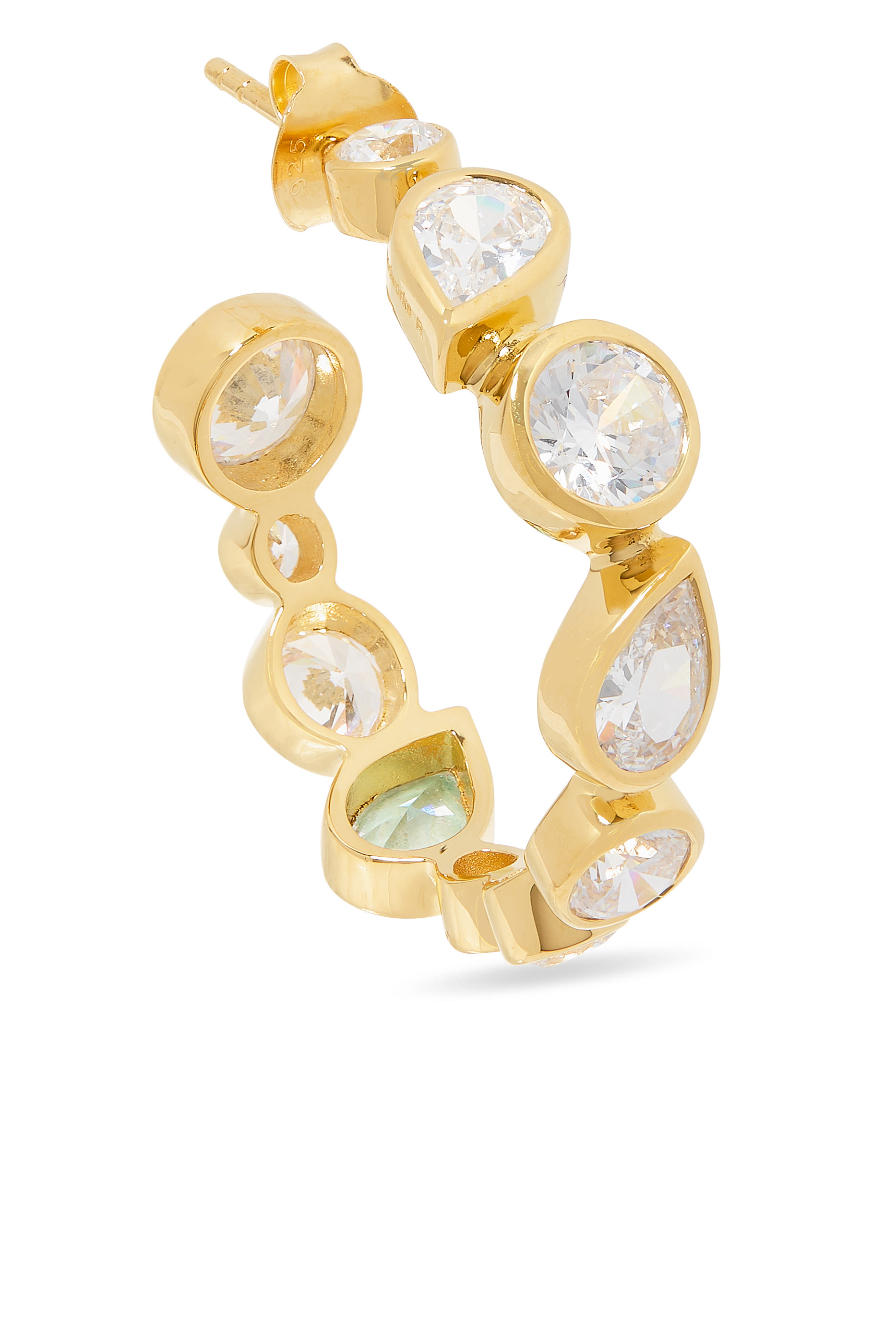 أقراط أي فيو غود أنتي هيروز مرصعة بأحجار زركونيا، فضة استرلينية معاد تدويرها مطلية بذهب عيار 18