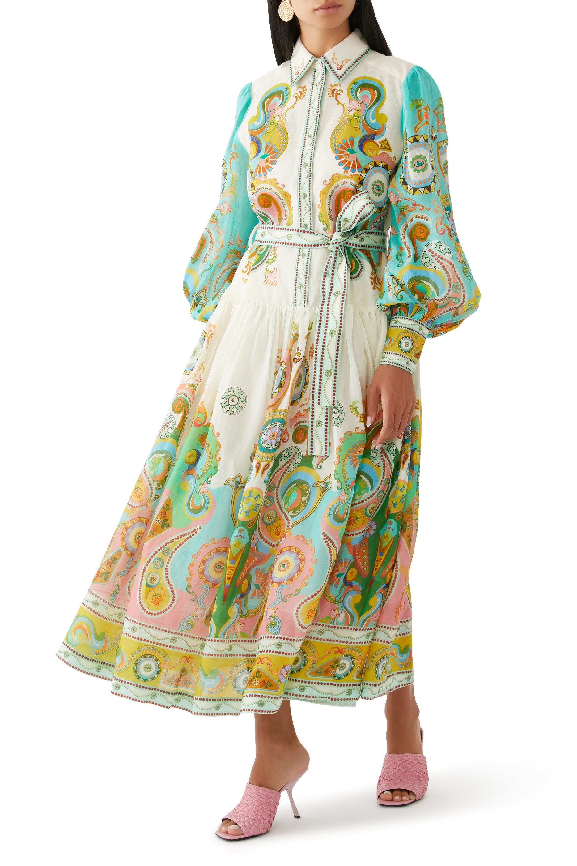 فستان بتصميم قميص بنقشة كرة ودبابيس