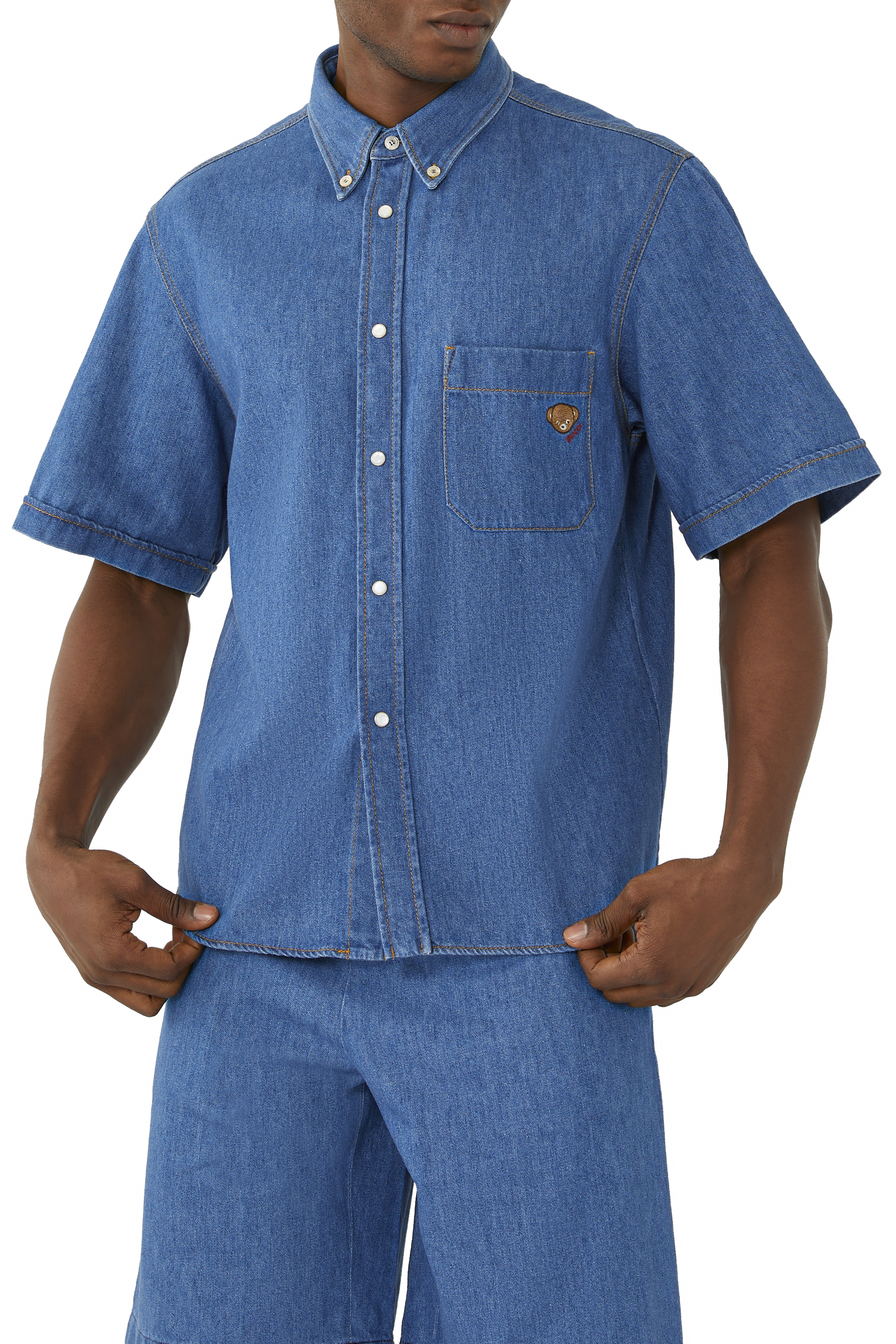 قميص دنيم بنقشة دب