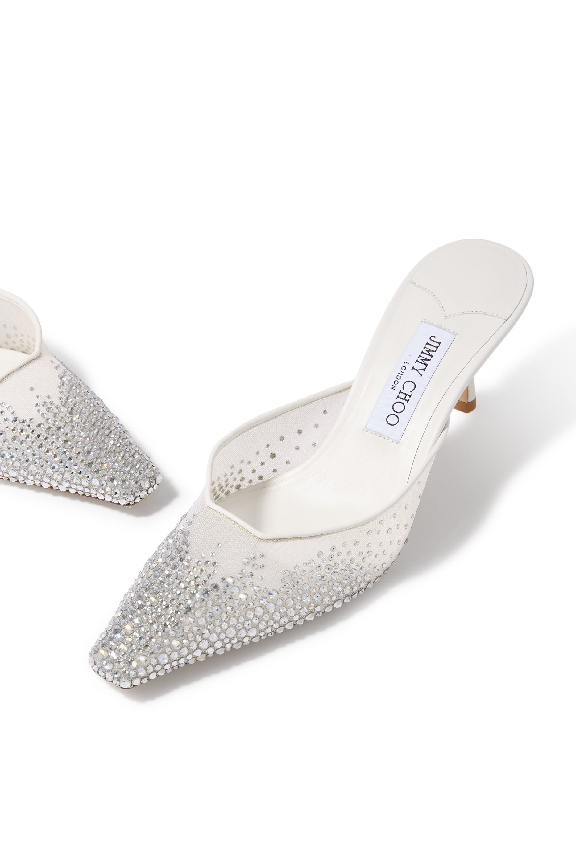 حذاء مفتوح من الخلف فيفي 65 قماش شبكي مرصع بالكريستال