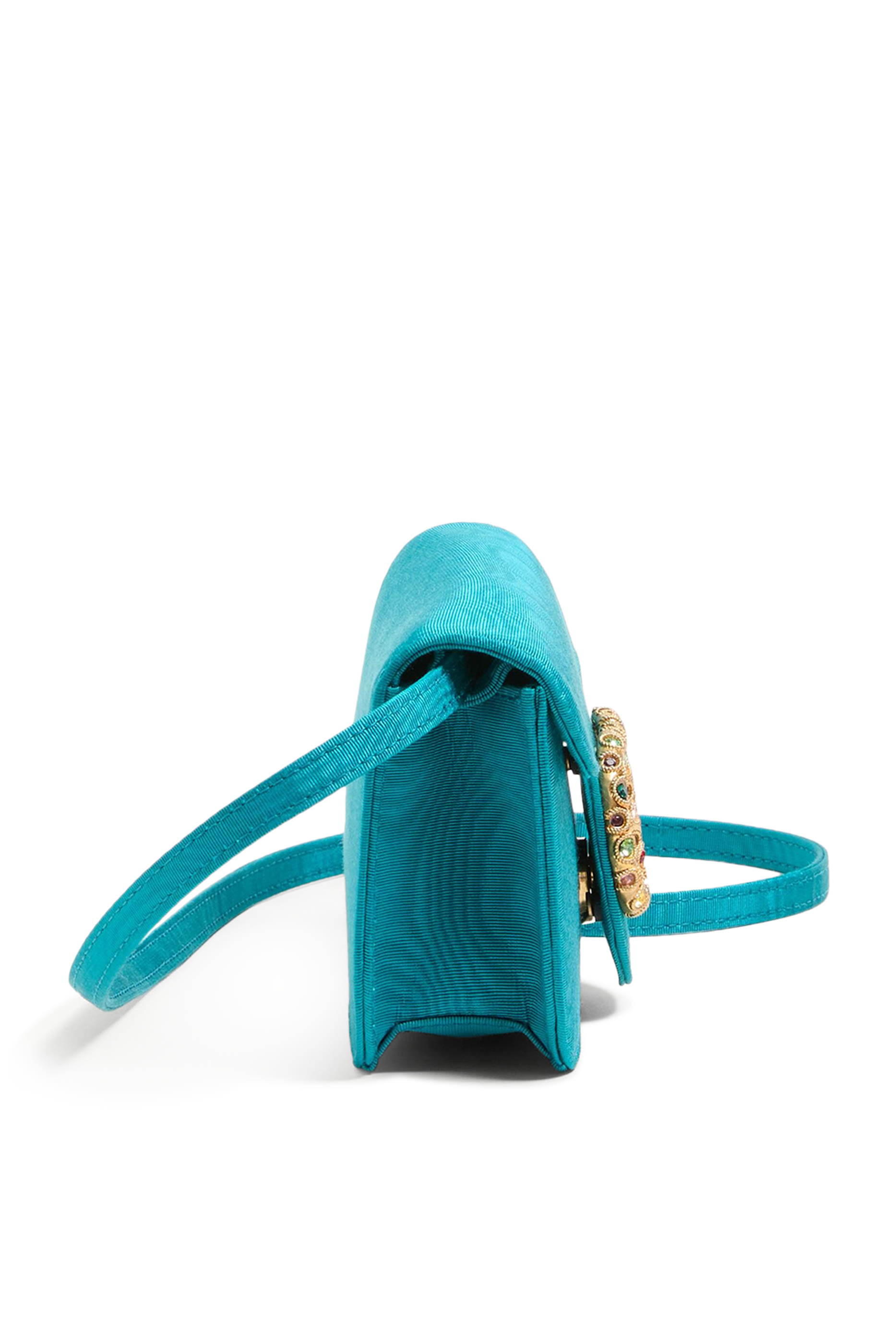 كلاتش لوكو بشعار الماركة مرصع بأحجار نسيج مموج