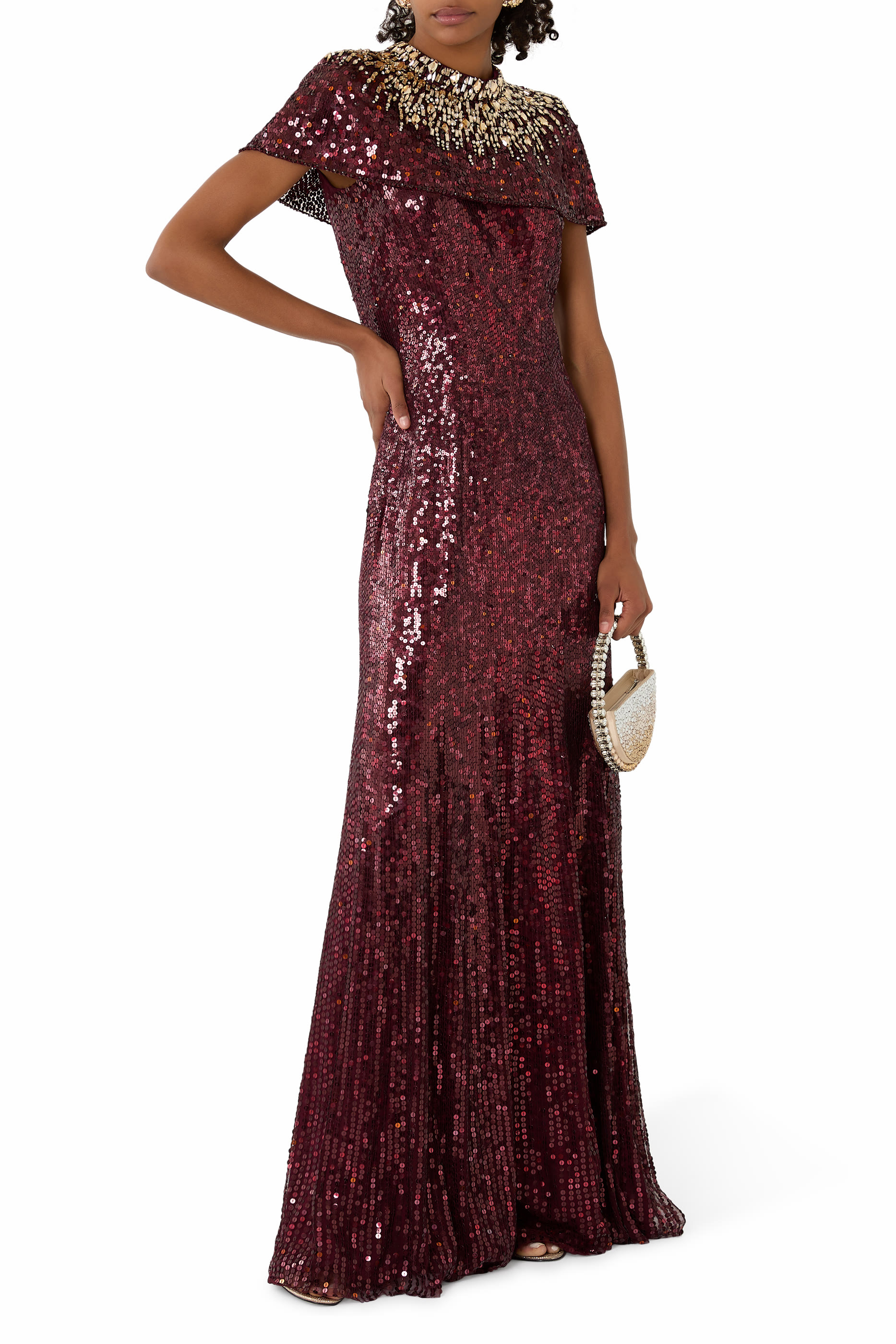 Radiant Cape Sleeve Gown