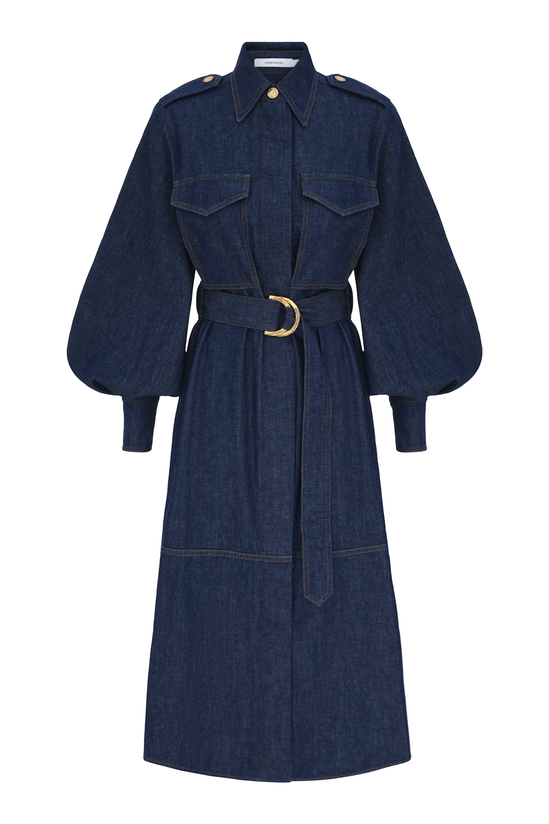 Denim Cargo Midi Dress