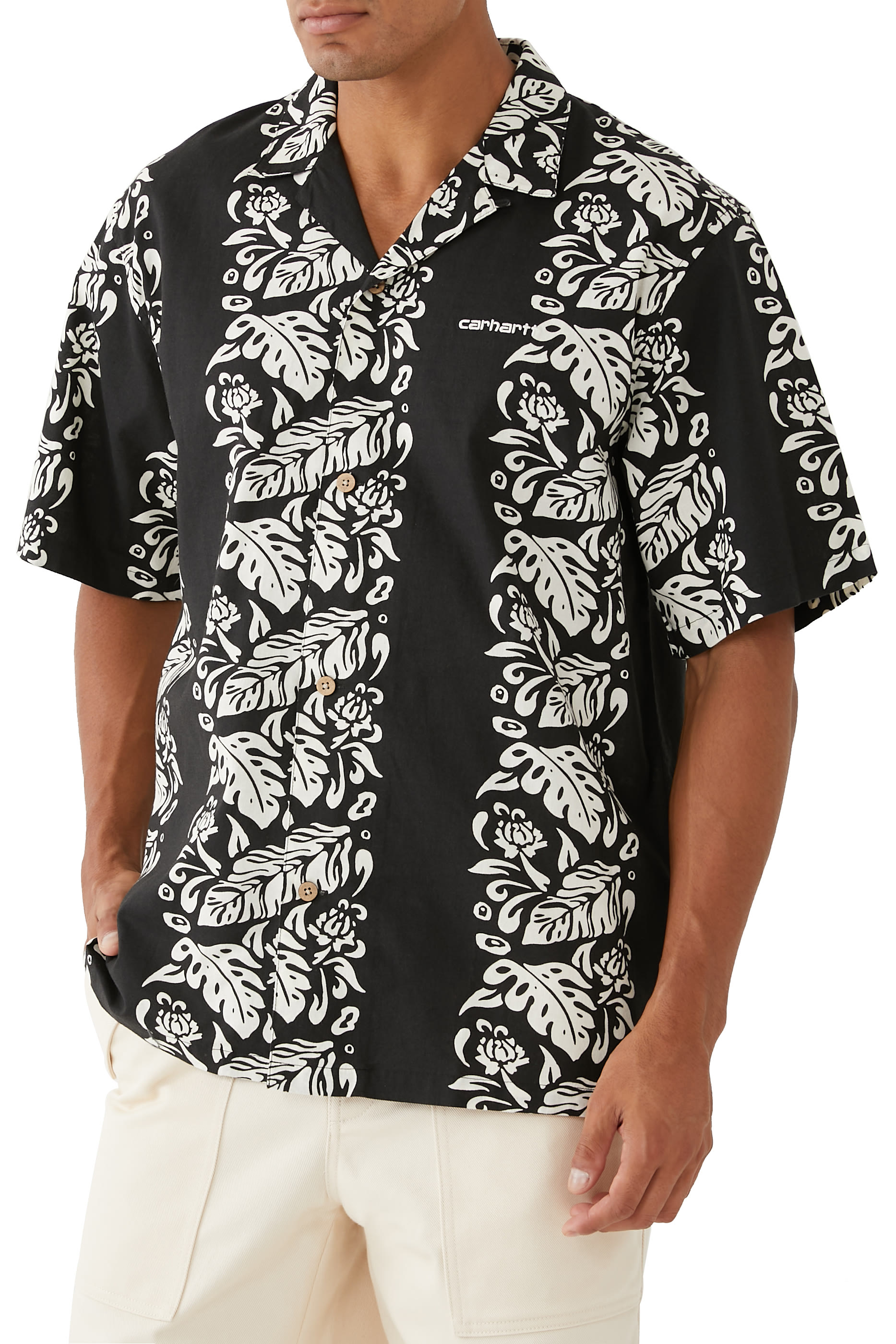 قميص بأكمام قصيرة مزين بنقشة زهور