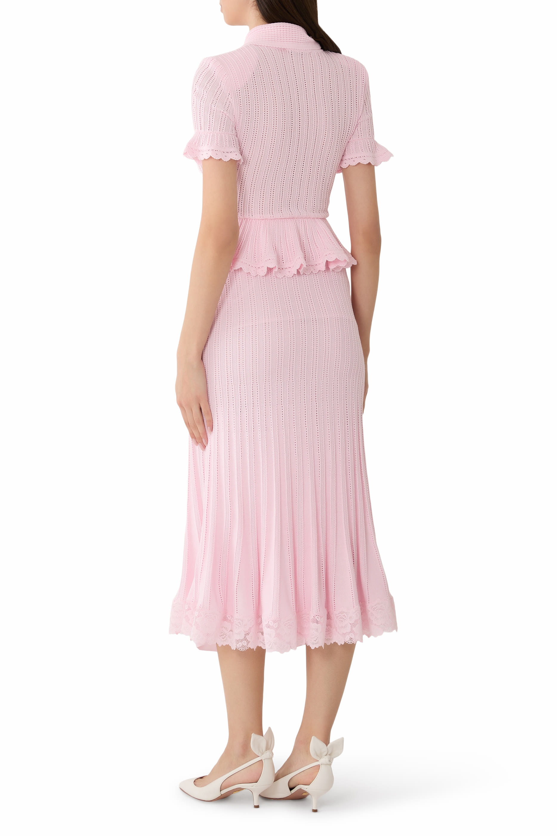 فستان بوانتيل بيبلوم منسوج متوسط الطول