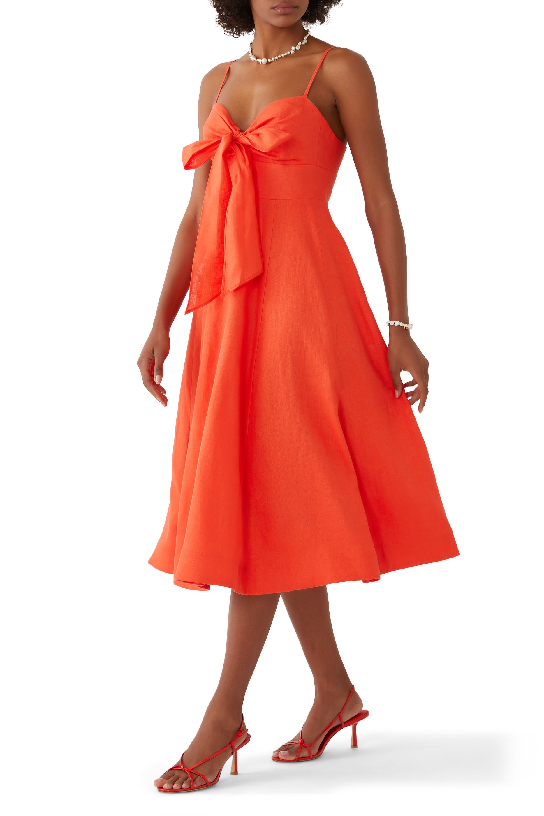 فستان متوسط الطول كراش برباط في الأمام