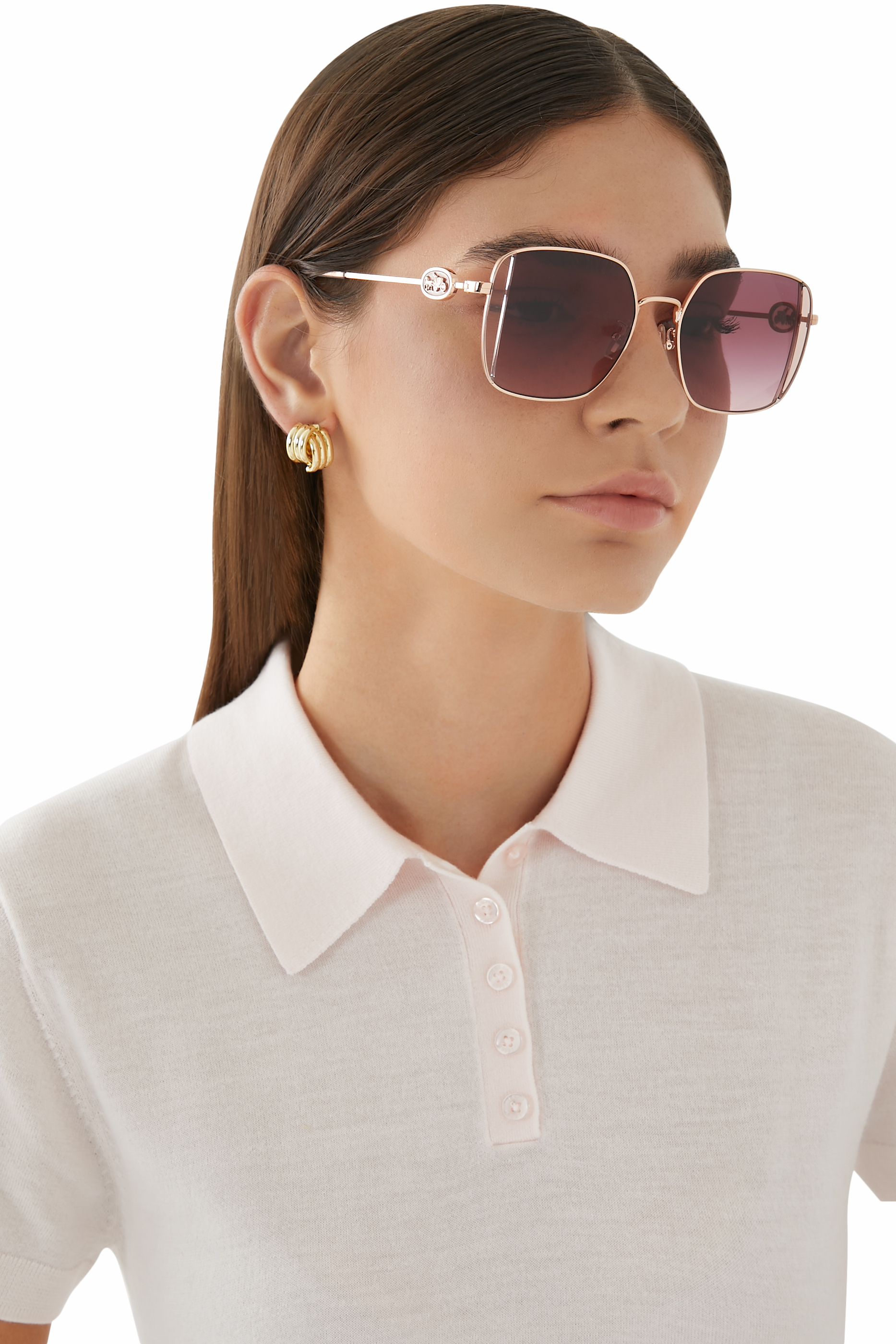 نظارة شمسية بإطار مربع كبير بشعار الحصان والعربة معدن