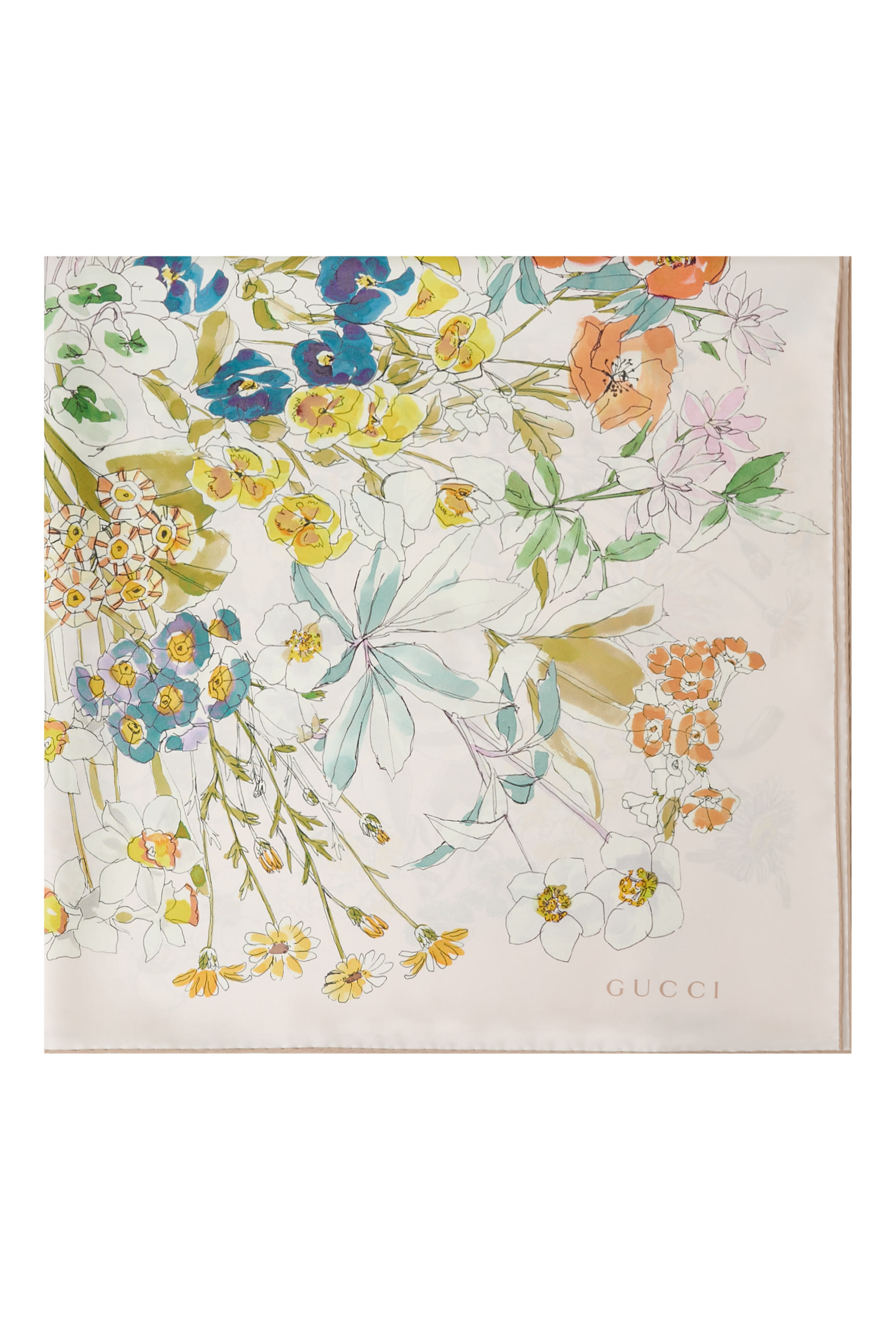 وشاح مربع بنقشة زهور تويل