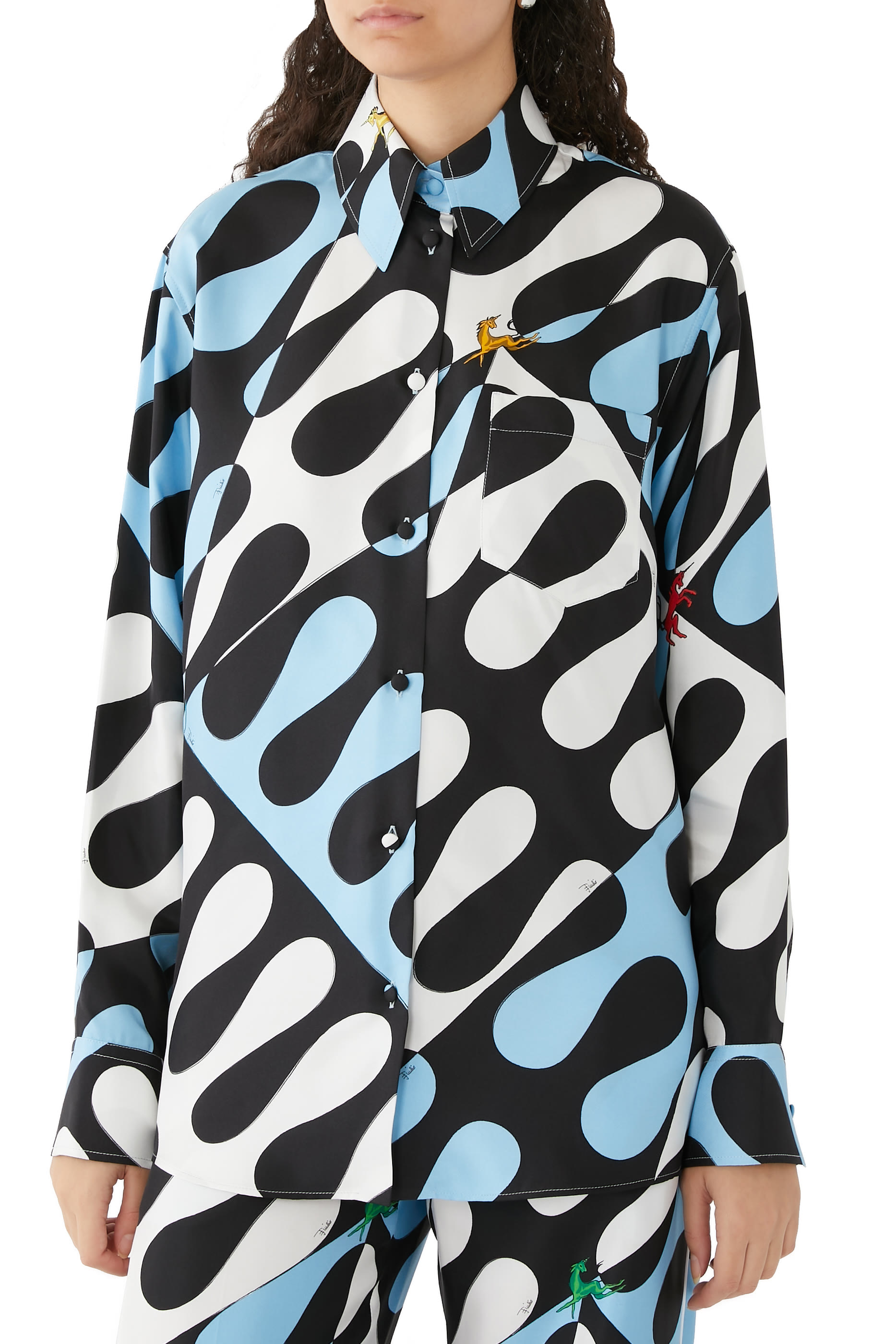 قميص بطبعة ليوكورنو حرير