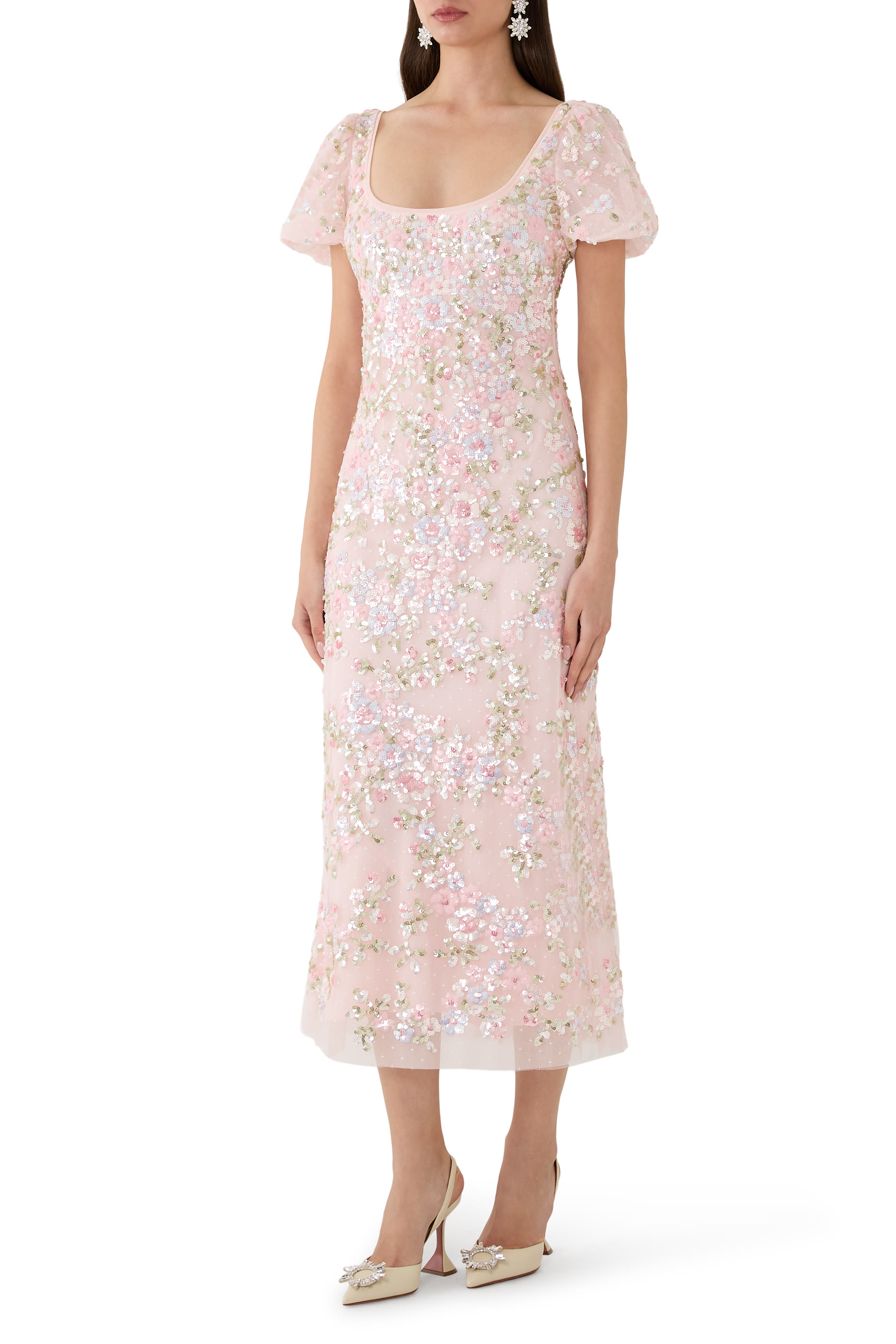 فستان سهرة دريم غارلاند بأكمام منفوخة بطول الكاحل