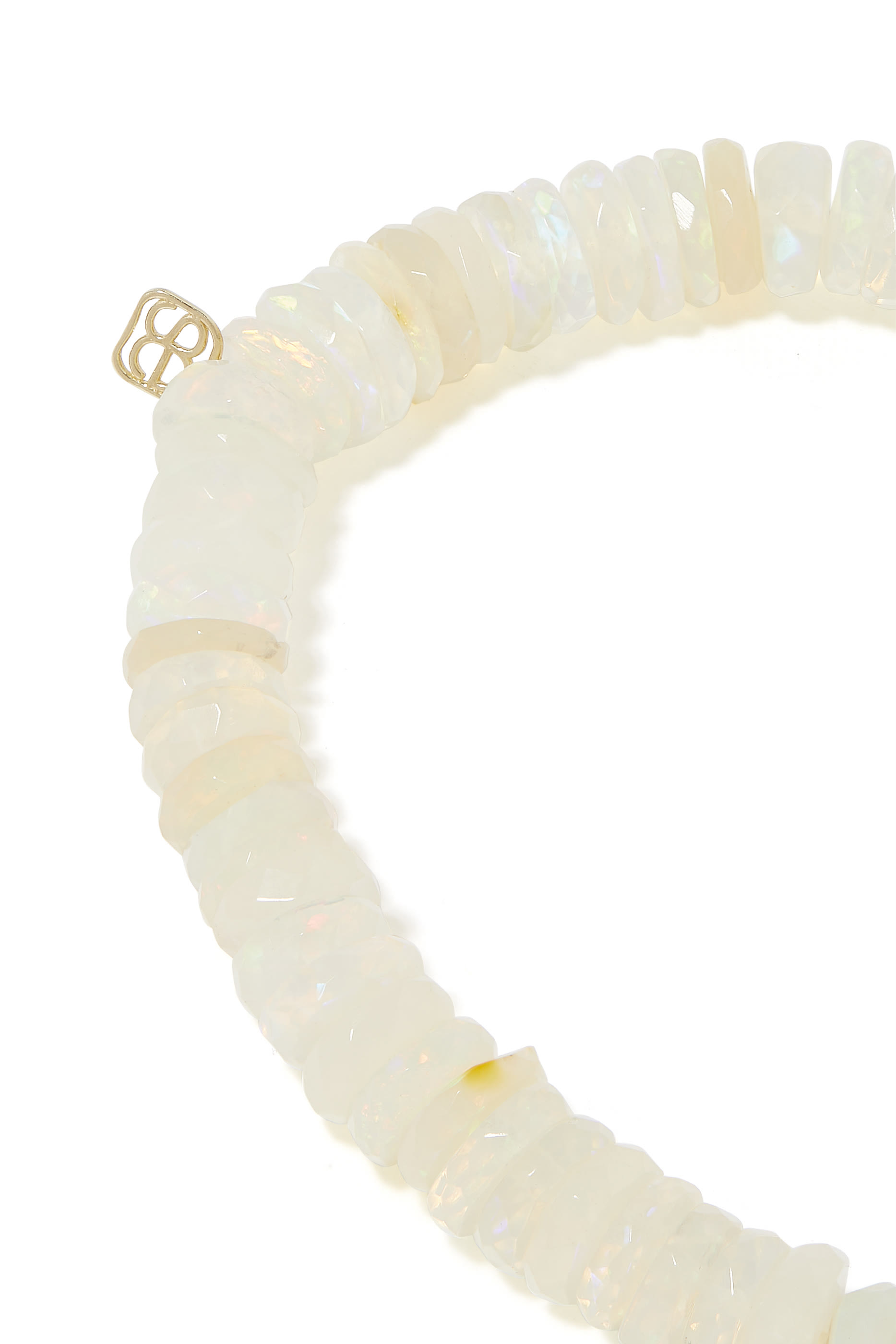 سوار بخرز أوبال وحلية بتصميم فراشة بفتحات مرصعة بالماس ذهب أصفر عيار 14