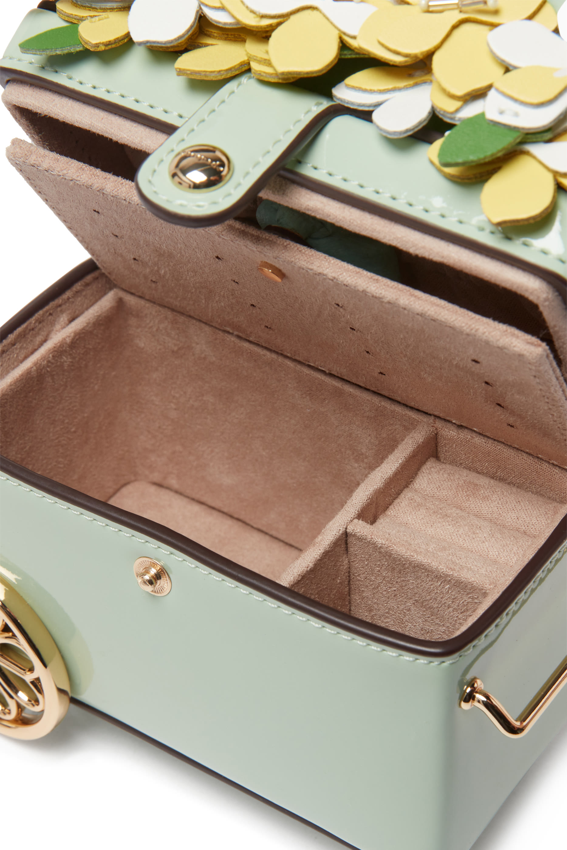 حقيبة سفر لمستحضرات تجميل بنقشة زهور جلد