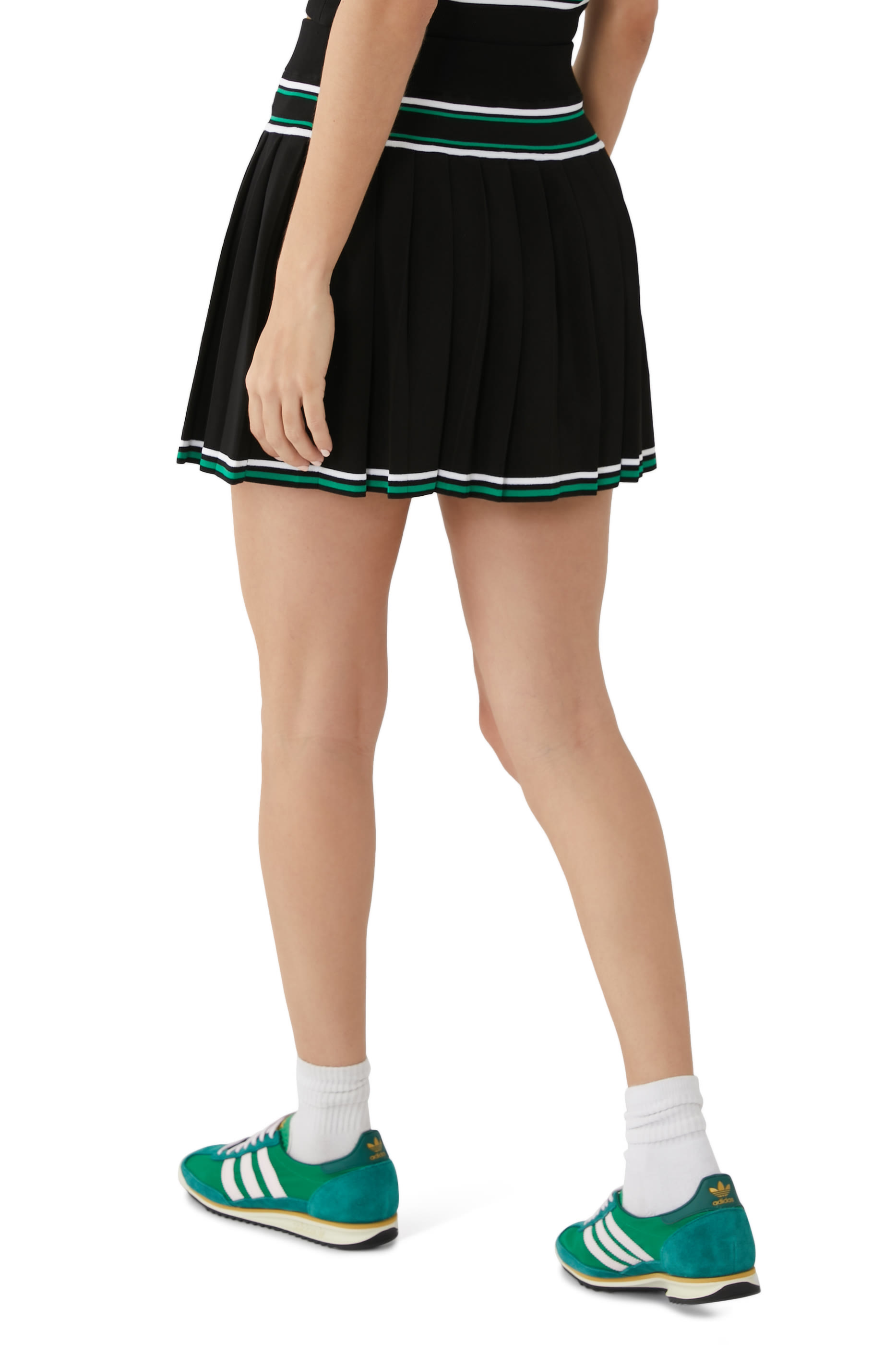 Knit Pleated Stripe Skirt