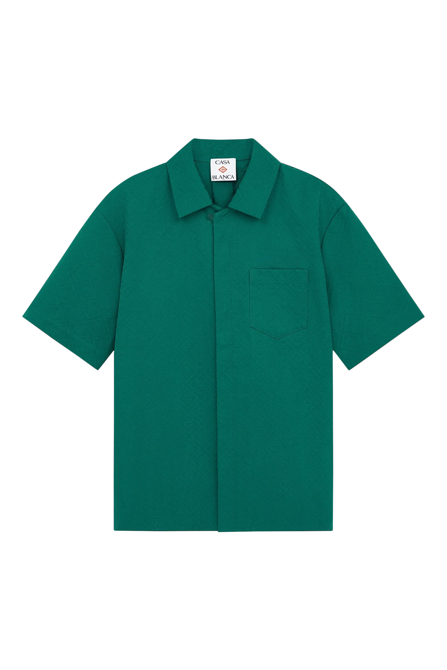 قميص بأكمام قصيرة وحرف شعار الماركة قطن وجاكار