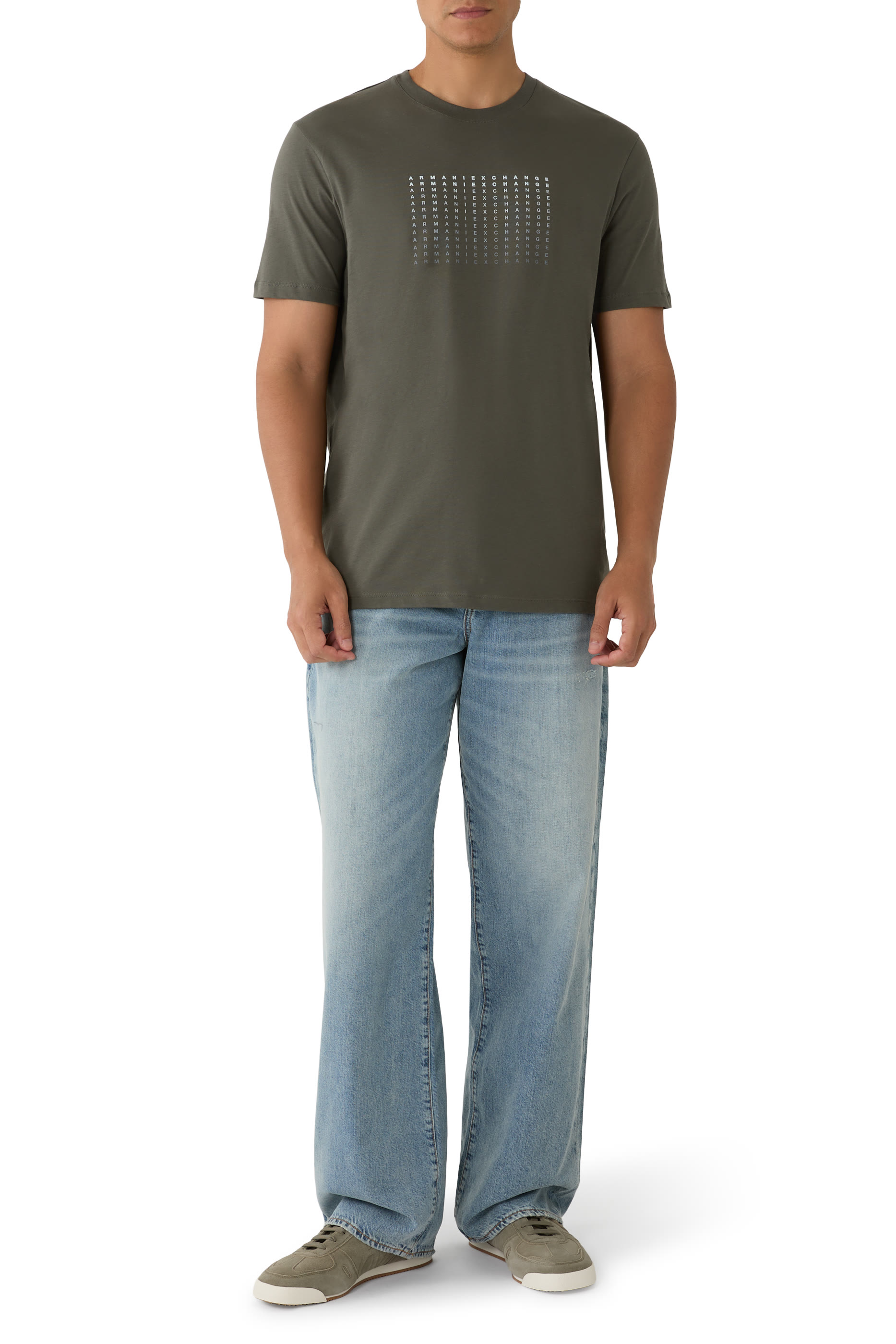 تيشيرت بطبعة شعار الماركة قطن