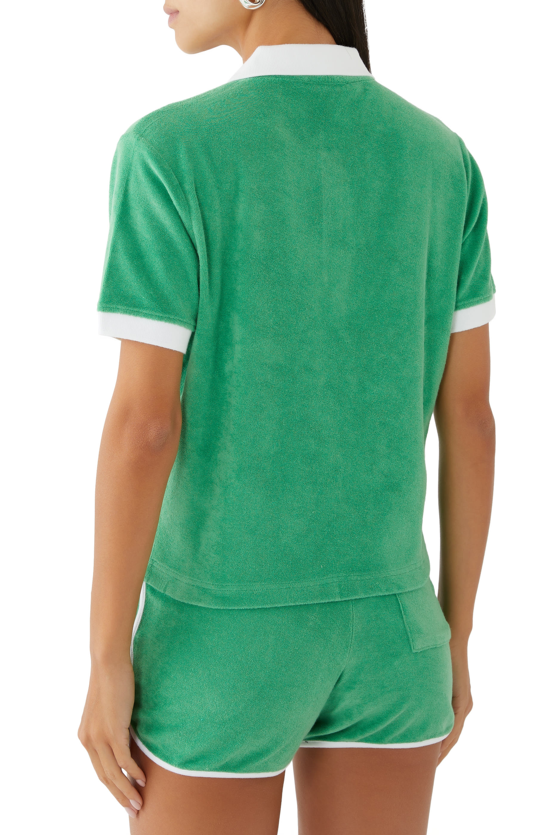 قميص بولو بشعار الماركة بتصميم مائل تيري