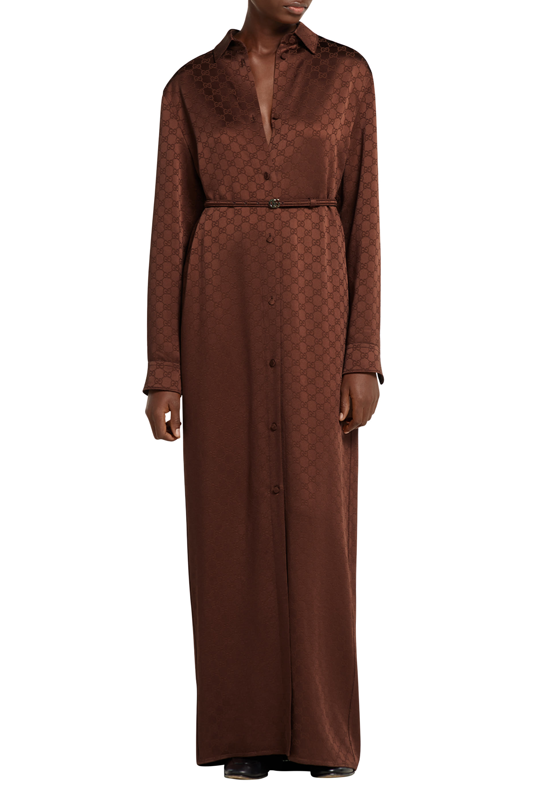 GG Satin Dress with Double G Belt