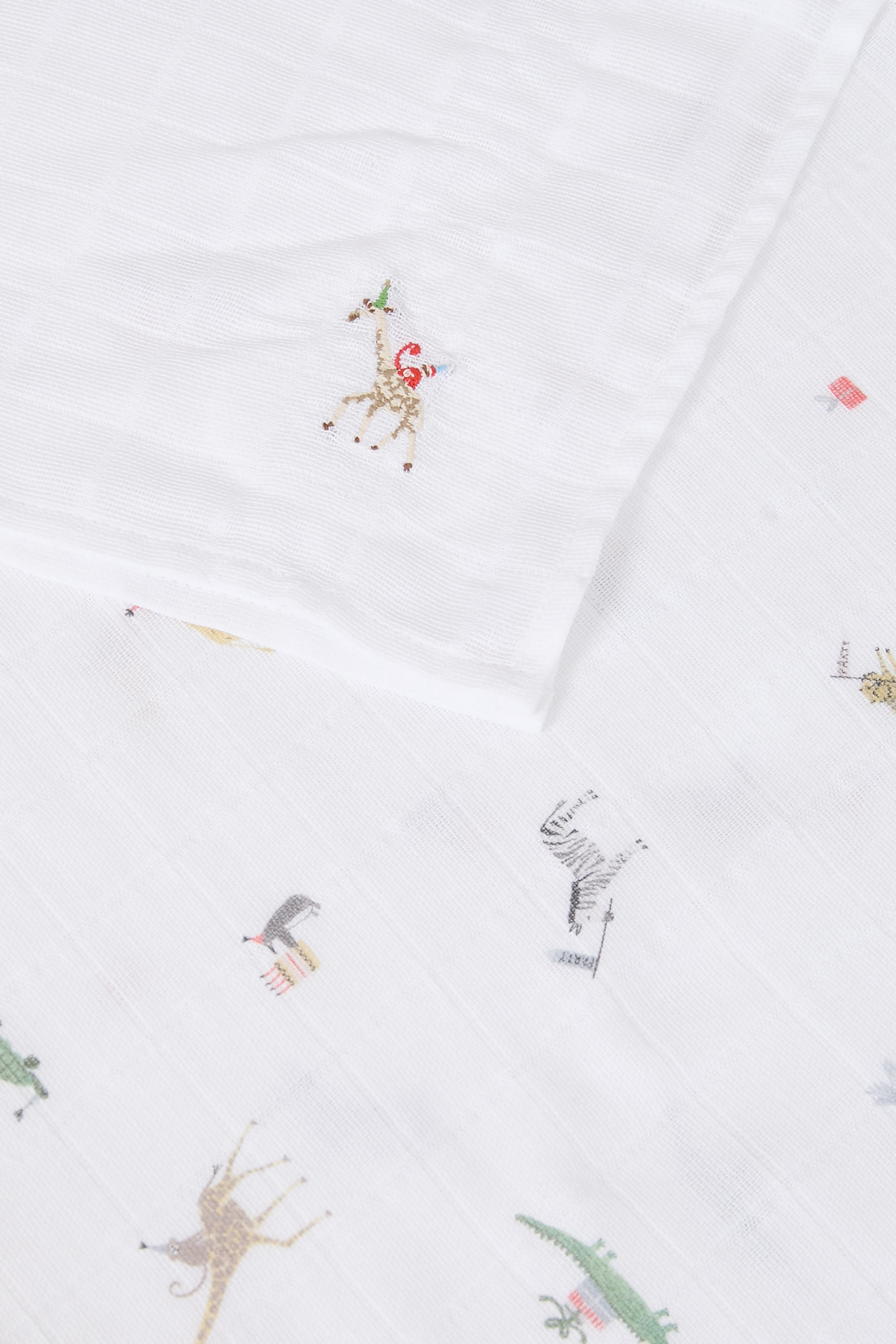 طقم موسلين بنقشة حيوانات مرحة قطن عضوي  للأطفال، قطعتين