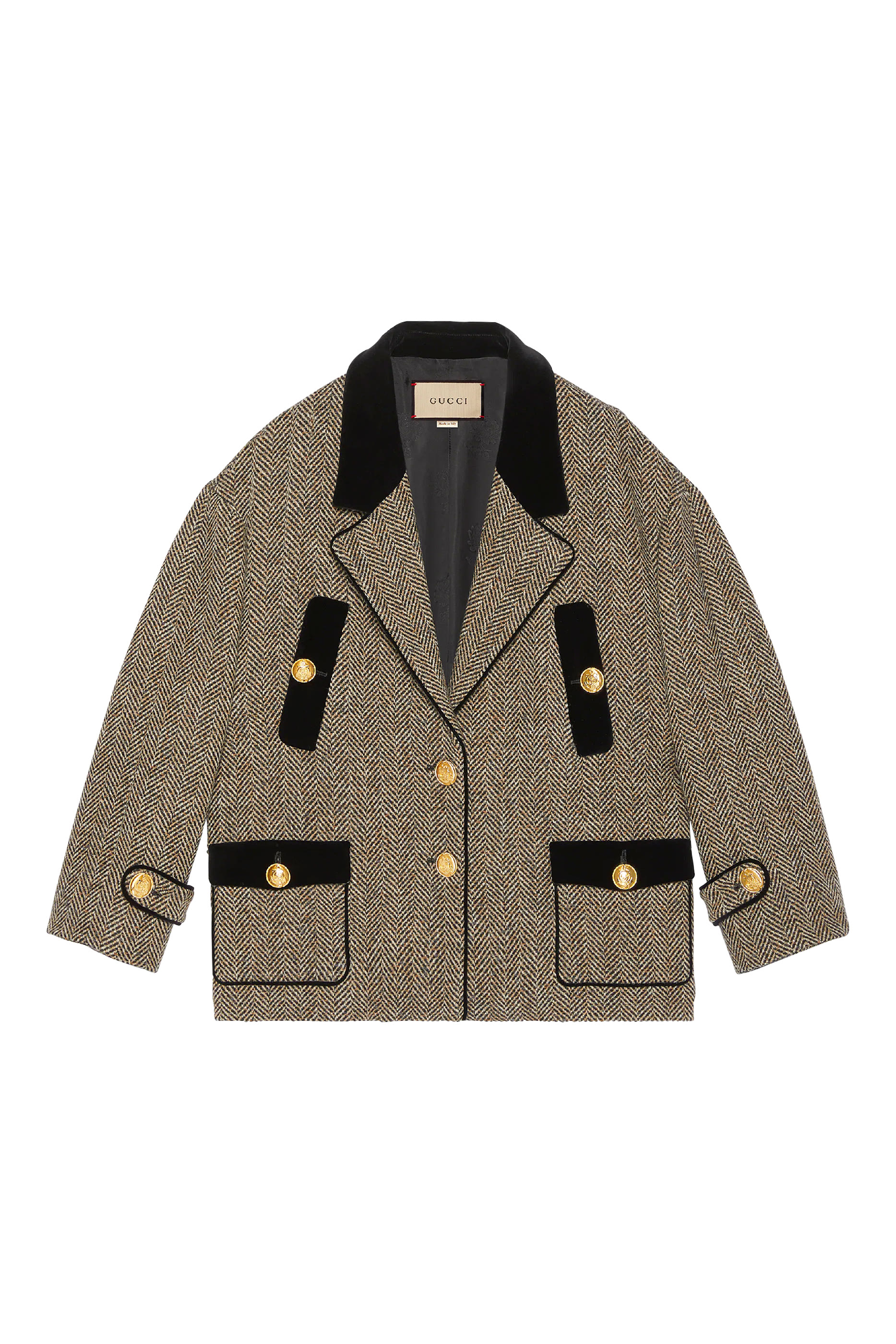 معطف صوف بنقشة هيرنغ بون