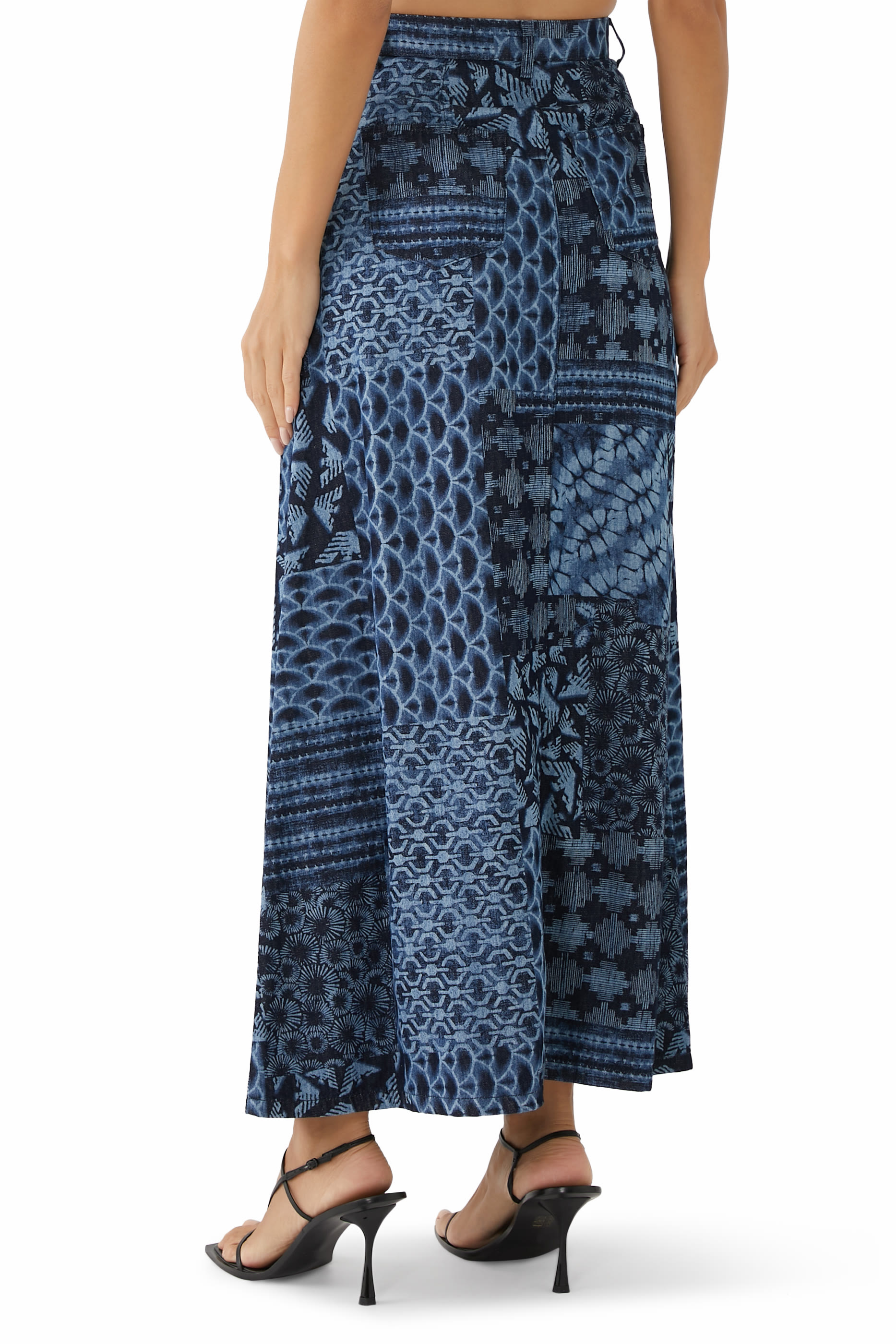 تنورة مزينة كليا بنقشة قطن دنيم