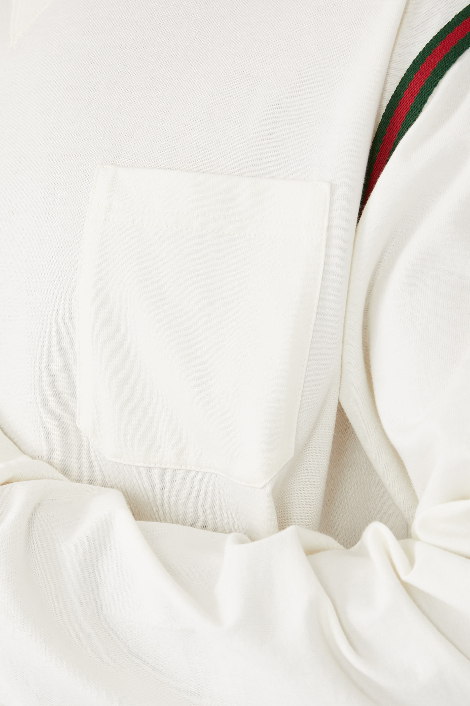 تيشيرت بأكمام طويلة وشريط ويب قطن جيرسيه