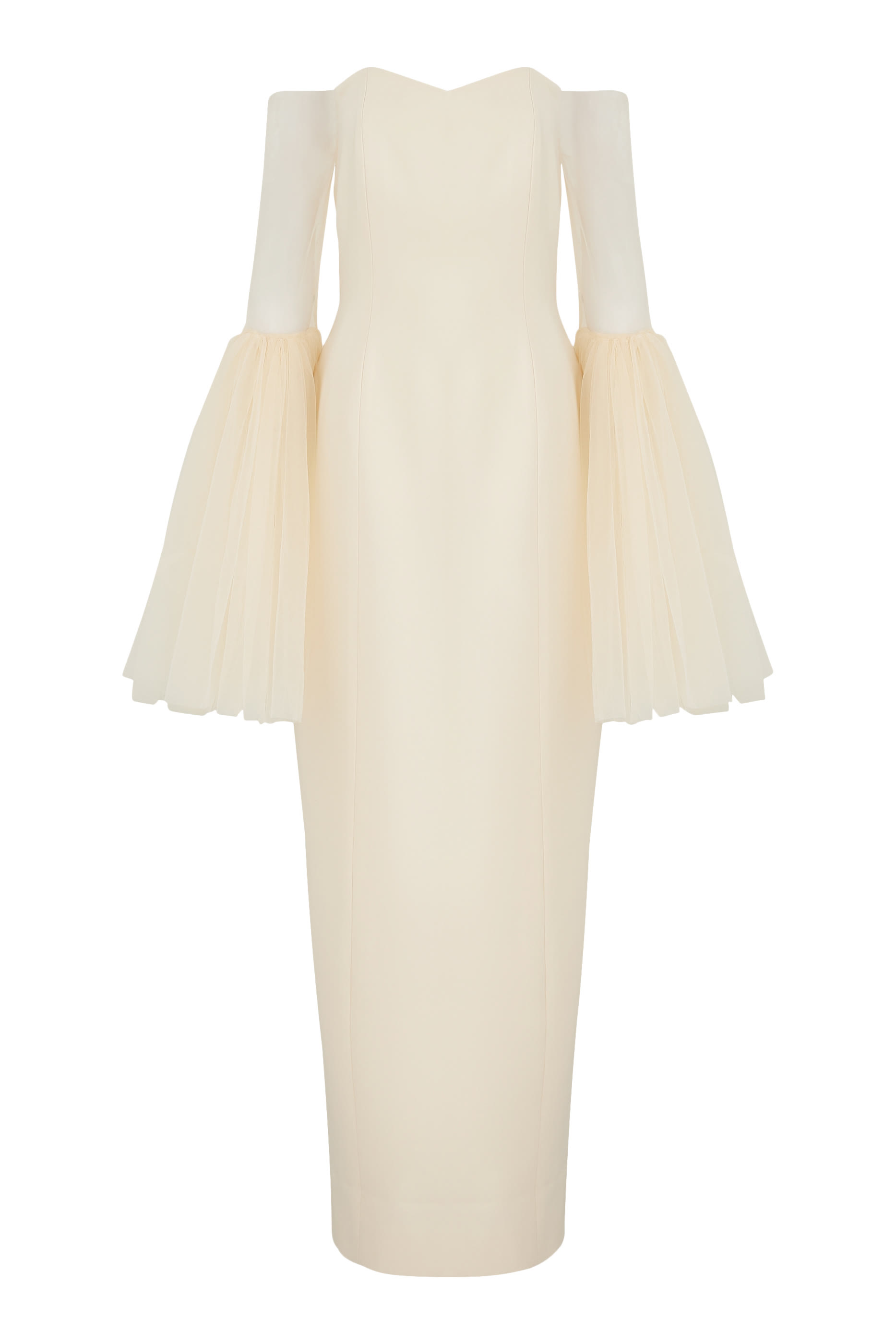 فستان سهرة بأكتاف مكشوفة وأكمام إيلوجن