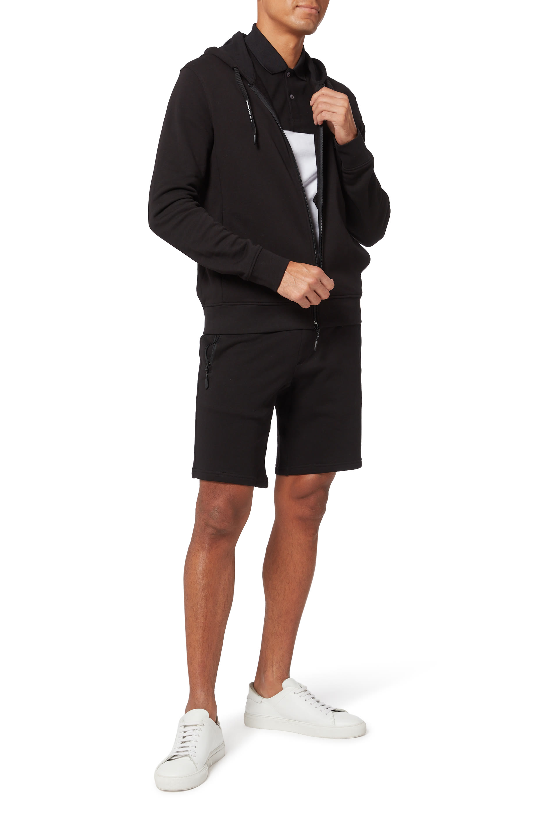 سويت شيرت بغطاء رأس قطن مطاطي بشعار الماركة