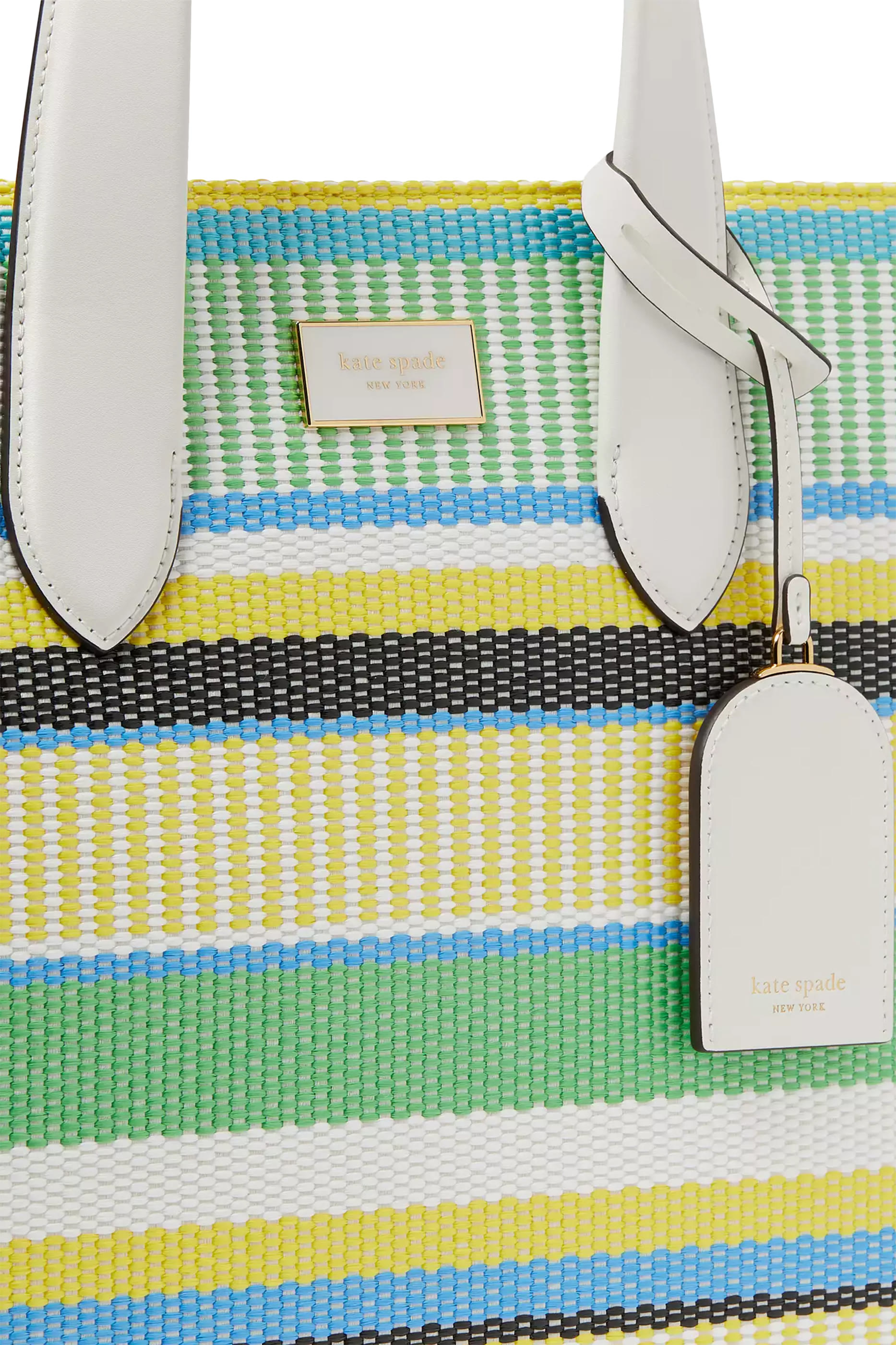 حقيبة يد مانهاتن كبيرة مخططة قش منسوج