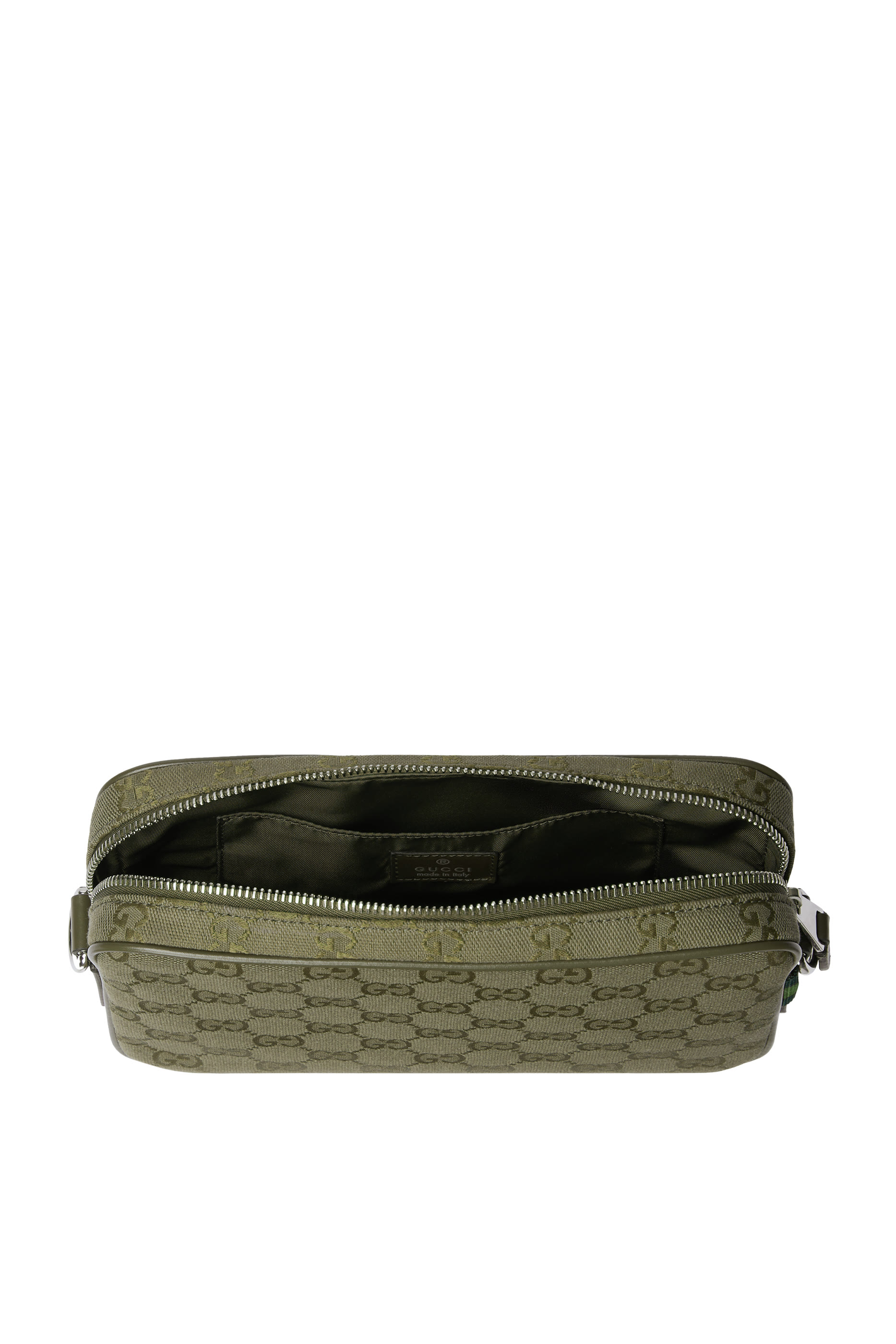 حقيبة كروس بودي قماش قنب مزين بشعار الماركة