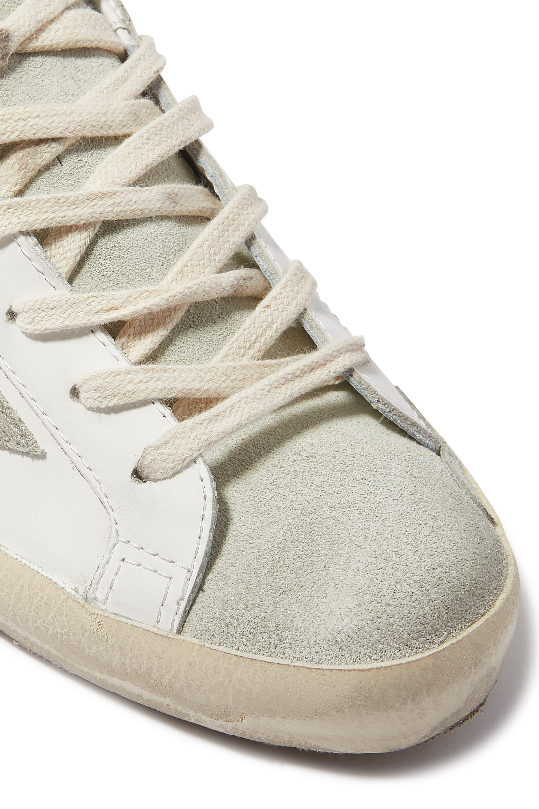 سنيكرز سوبر ستار جلد مزين بالغليتر بكاحل منخفض