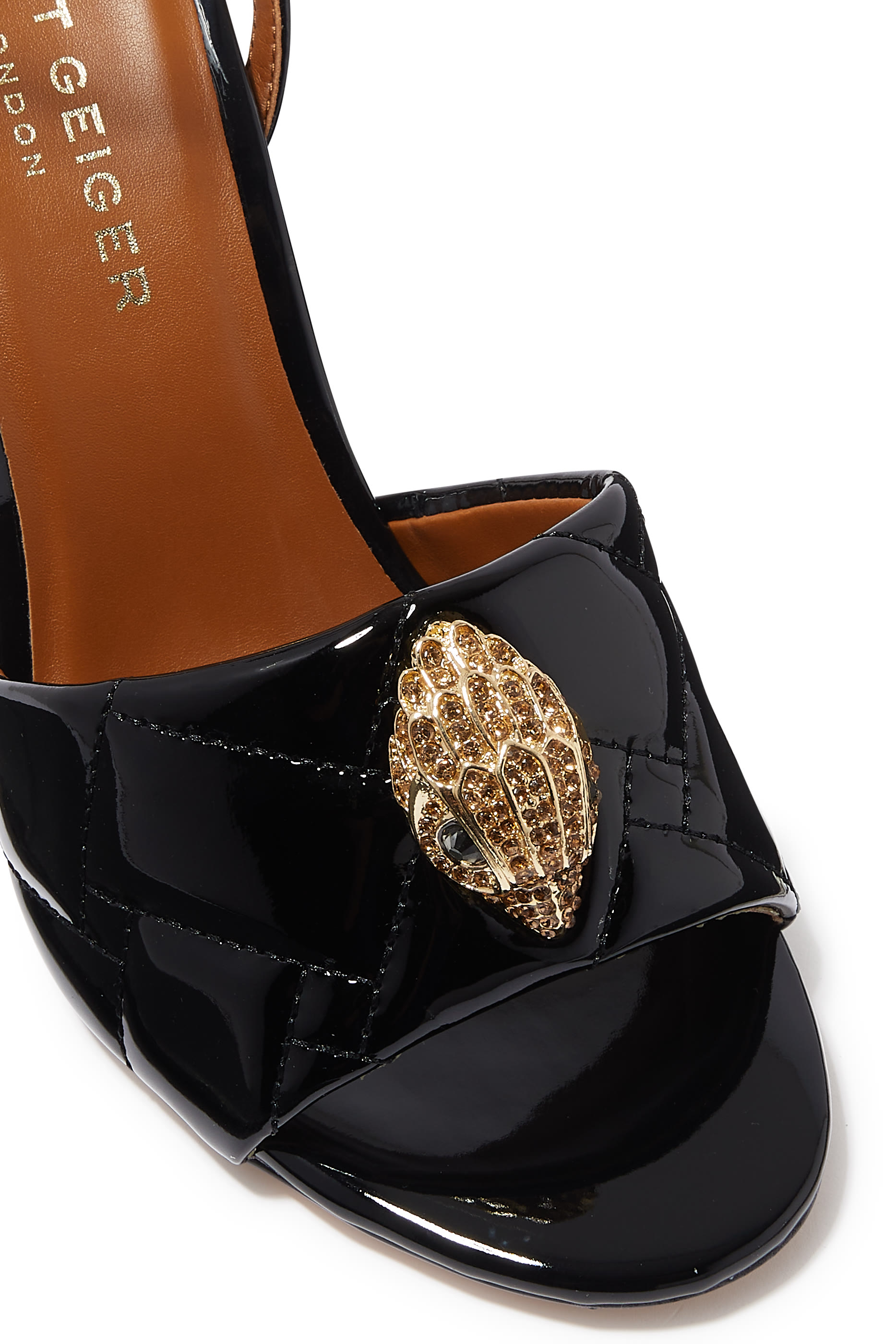 صندل كنسينغتون بكعب مقاس 100 مم جلد لامع