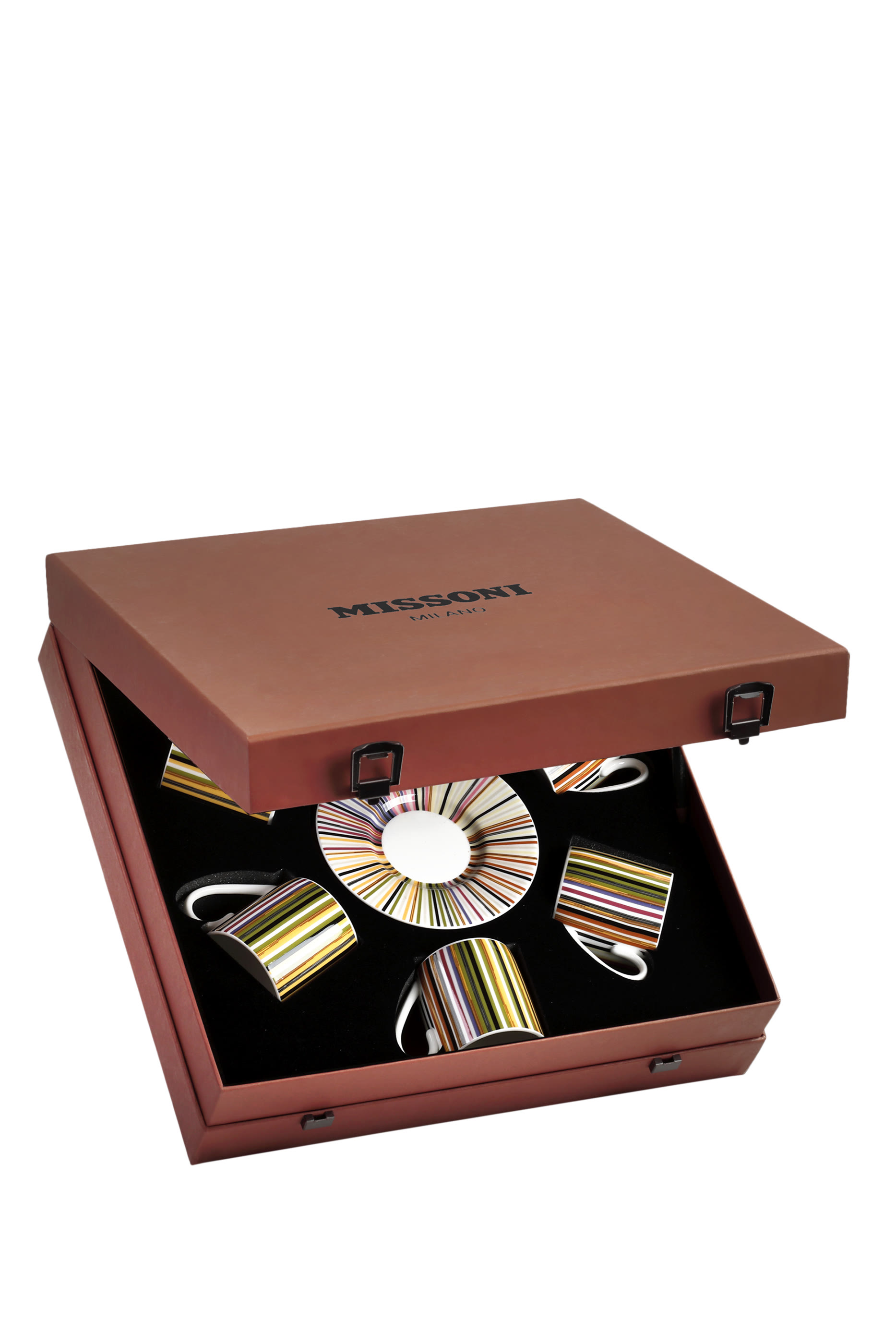 طقم فناجين قهوة وأطباق جنكينز بنقشة مخططة، 6 قطع