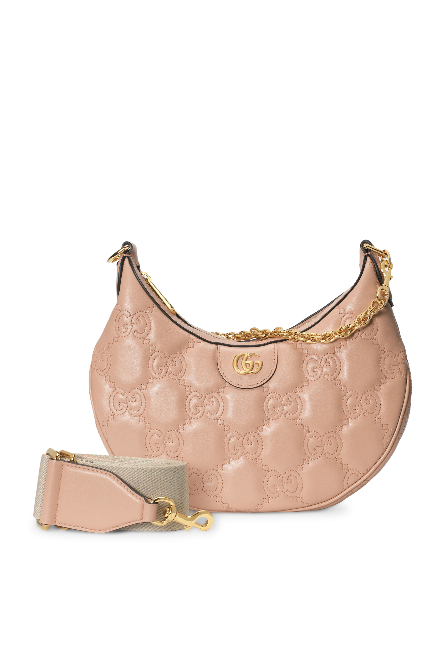 حقيبة كتف صغيرة بنقشة حرفي شعار الماركة جلد مبطن