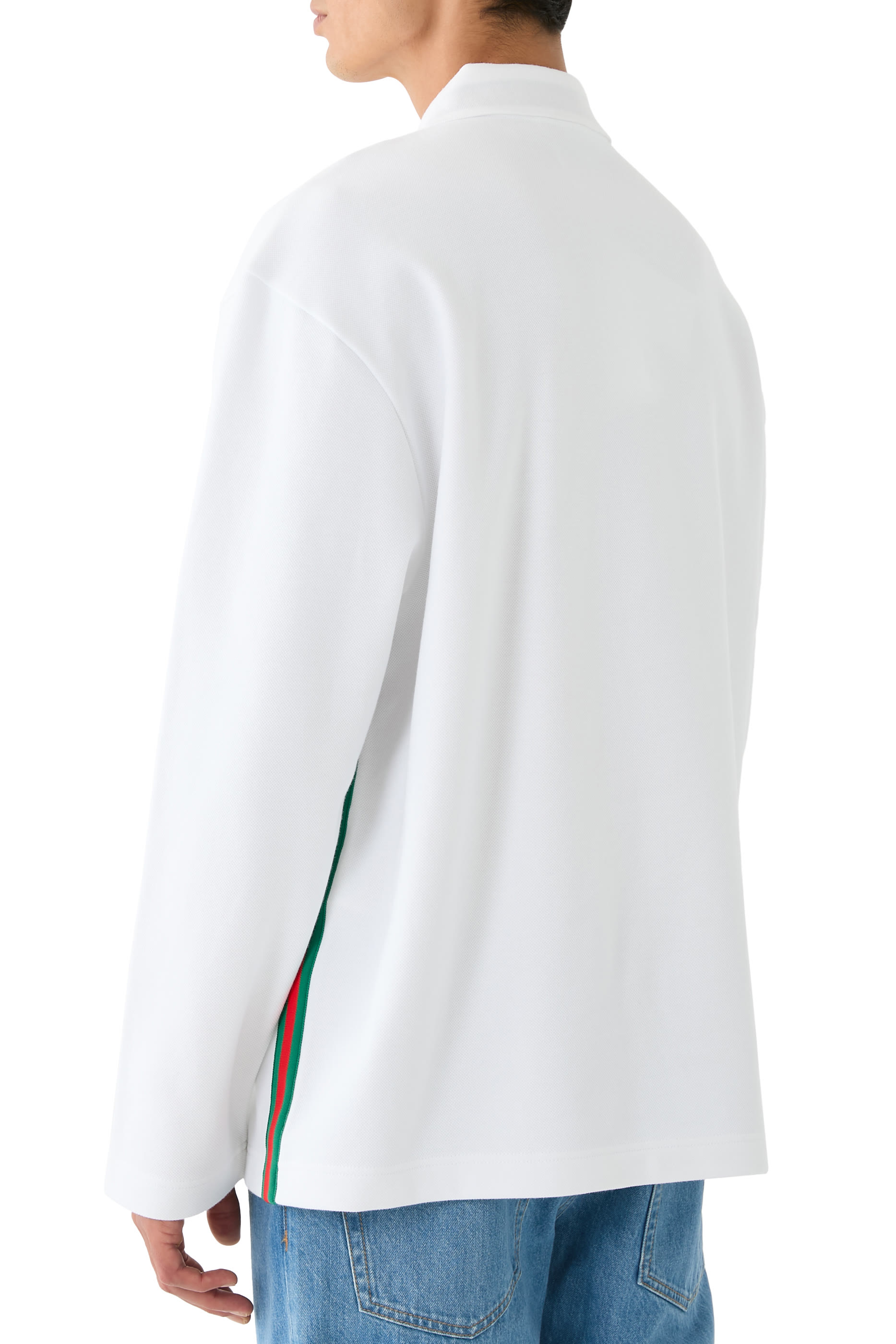 قميص بولو بشريط ويب قطن بيكيه