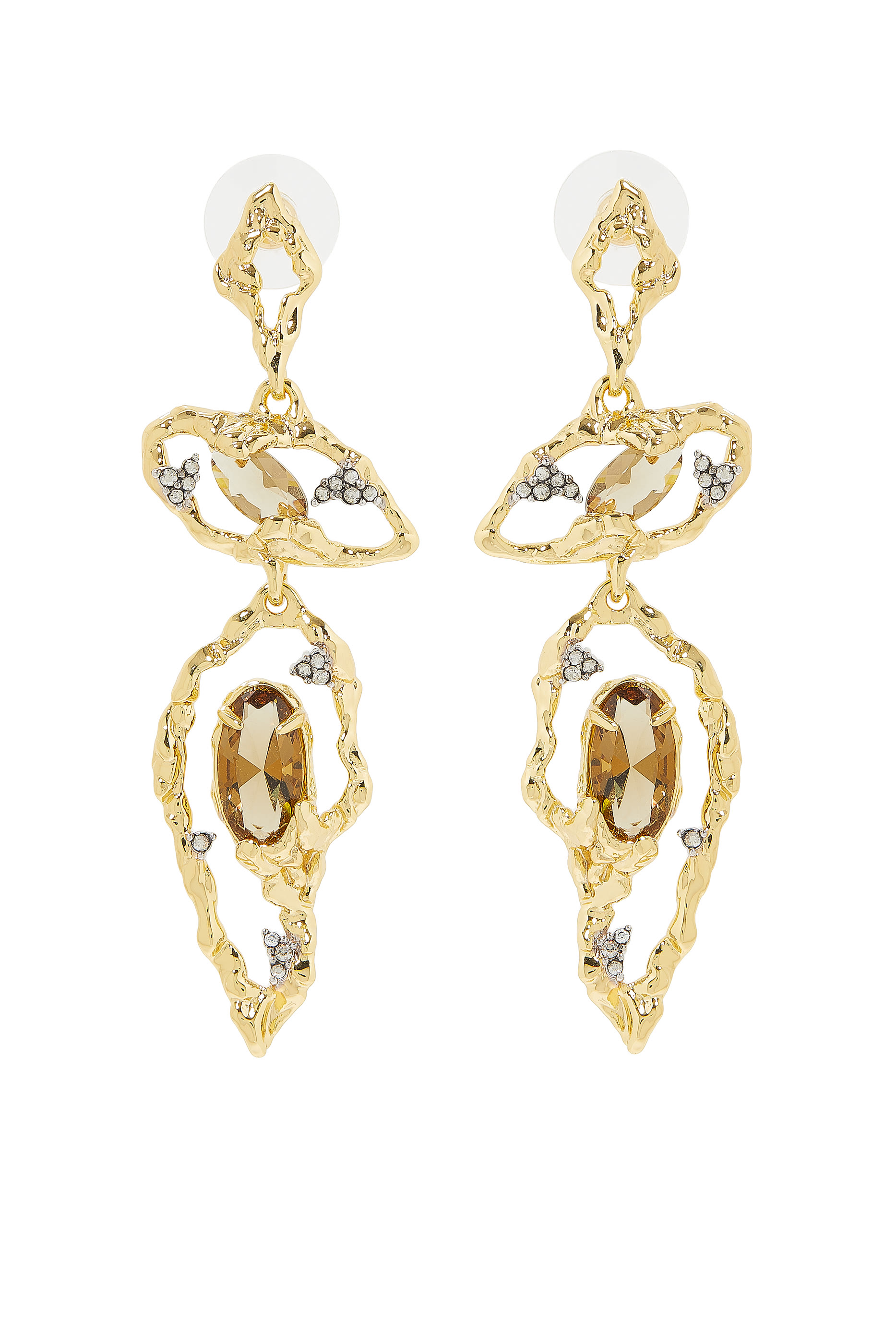 أقراط متدلية ديزت مرصعة بالتوباز المدخن، ذهب عيار 18