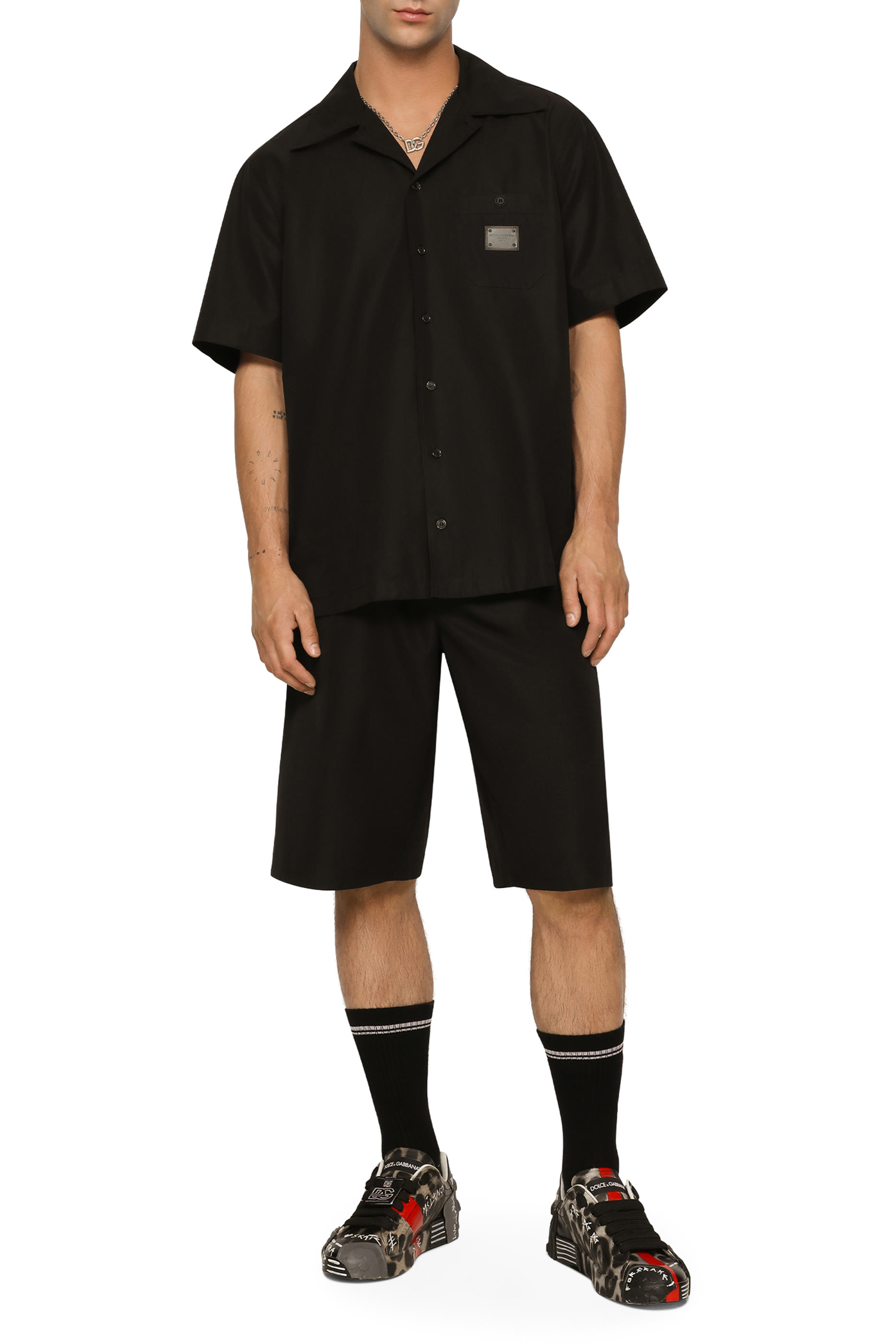 قميص هاوايان بشارة بشعار الماركة قطن