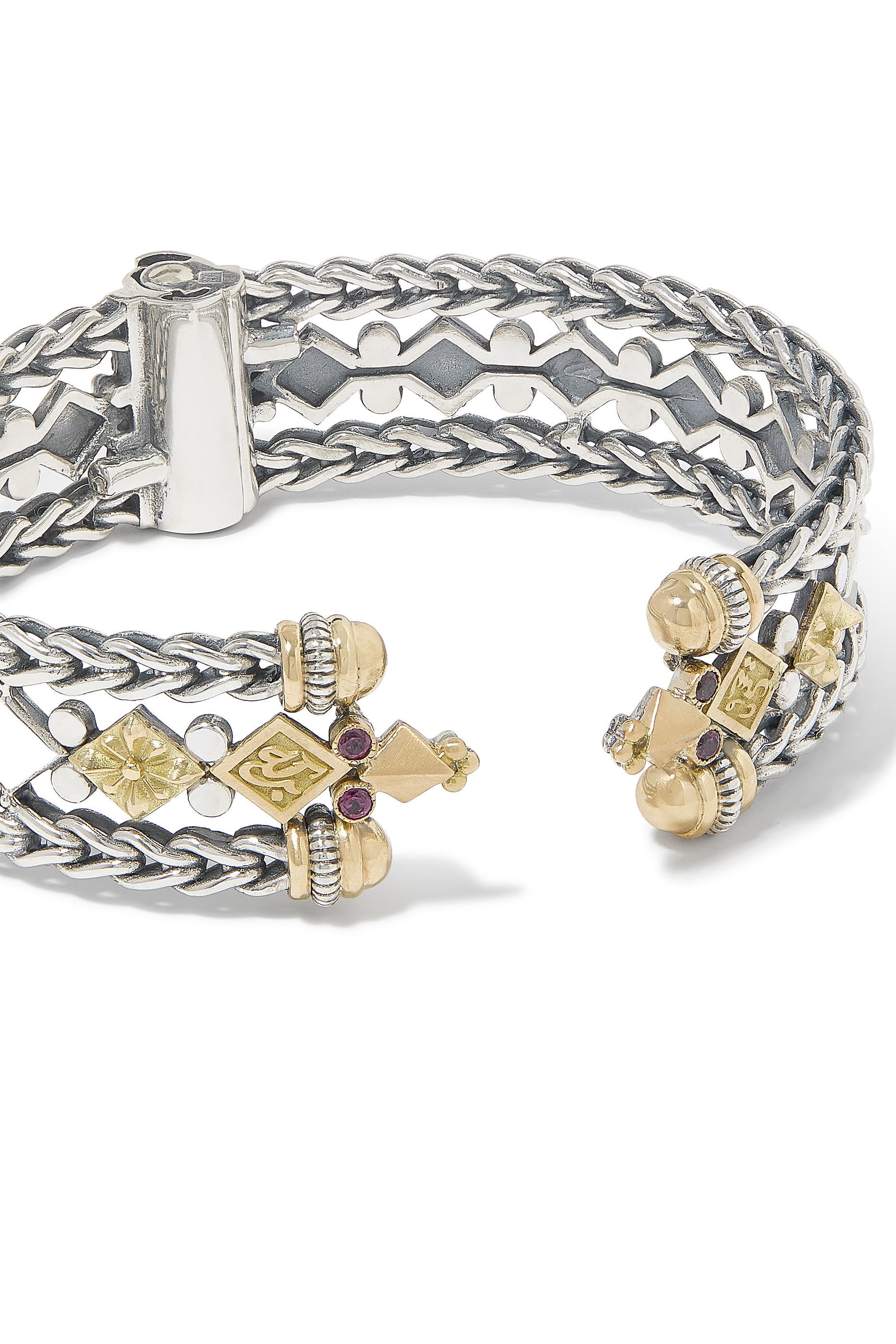 سوار سلسلة رومان مرصع بزركون بني ورودوليت، ذهب عيار 18 وفضة إسترلينية