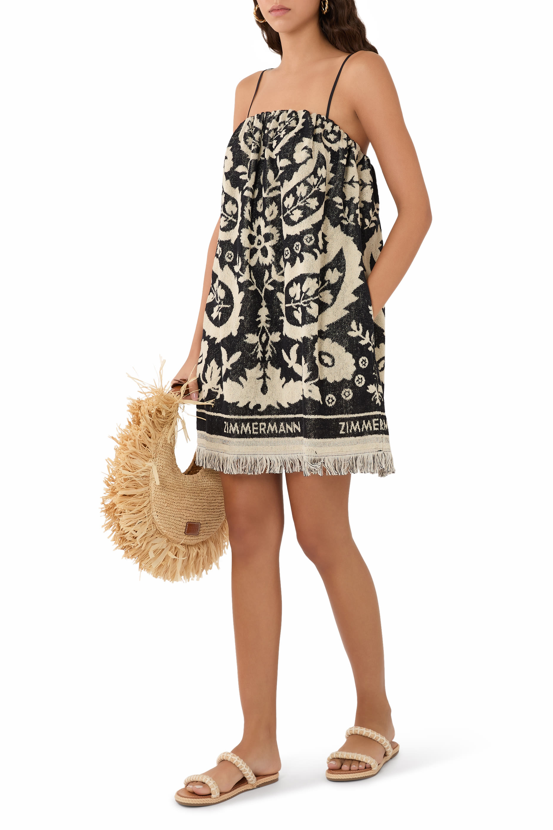 فستان ريانون قصير قماش منشفة