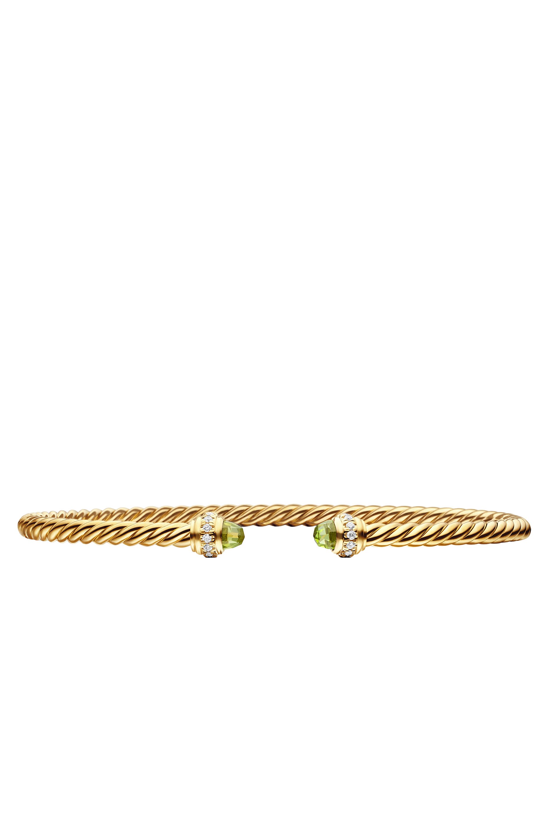 Classic Cablespira&reg; Bracelet, 18K Yellow Gold, Peridot & Diamonds