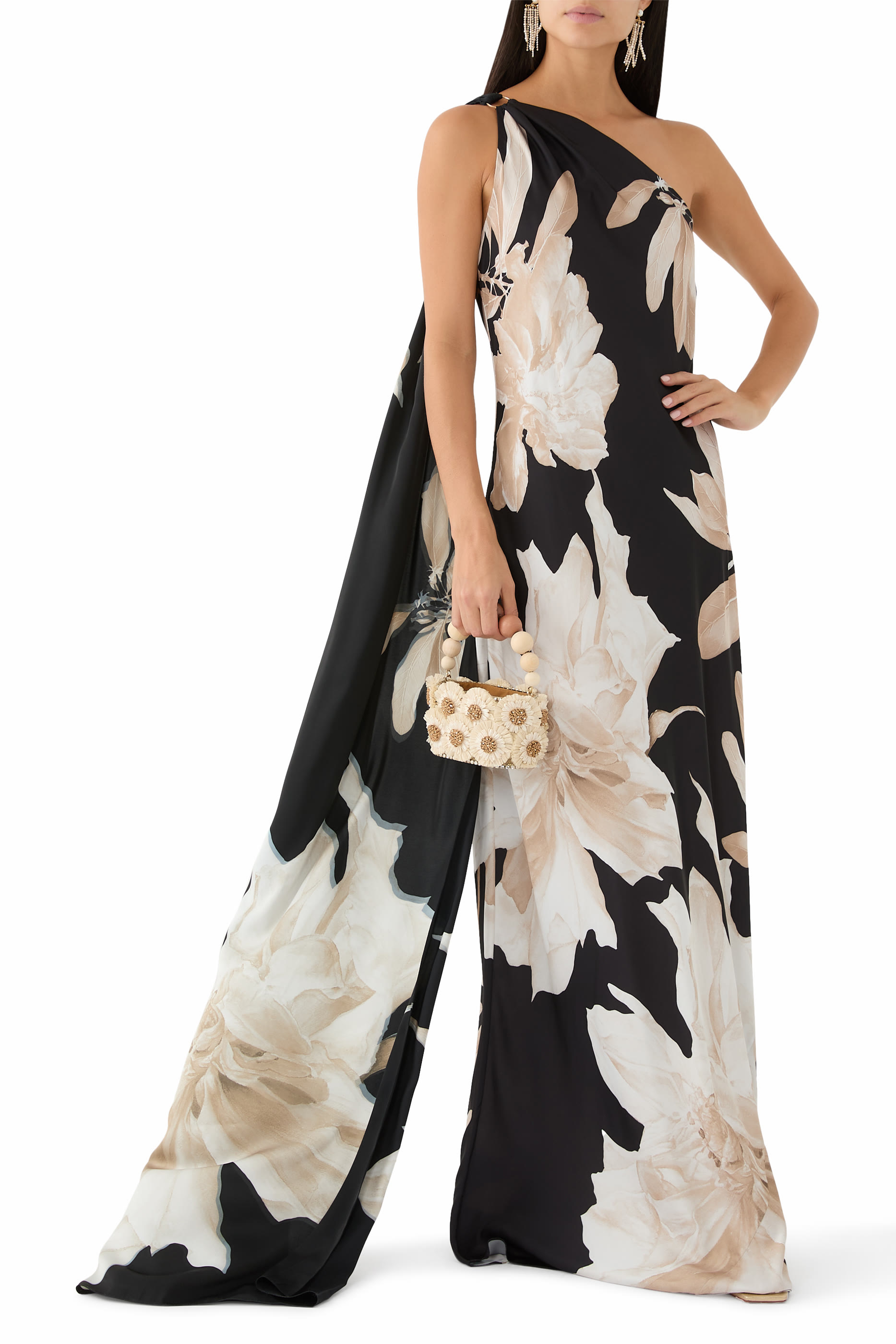 فستان نيرو طويل بكتف مكشوف