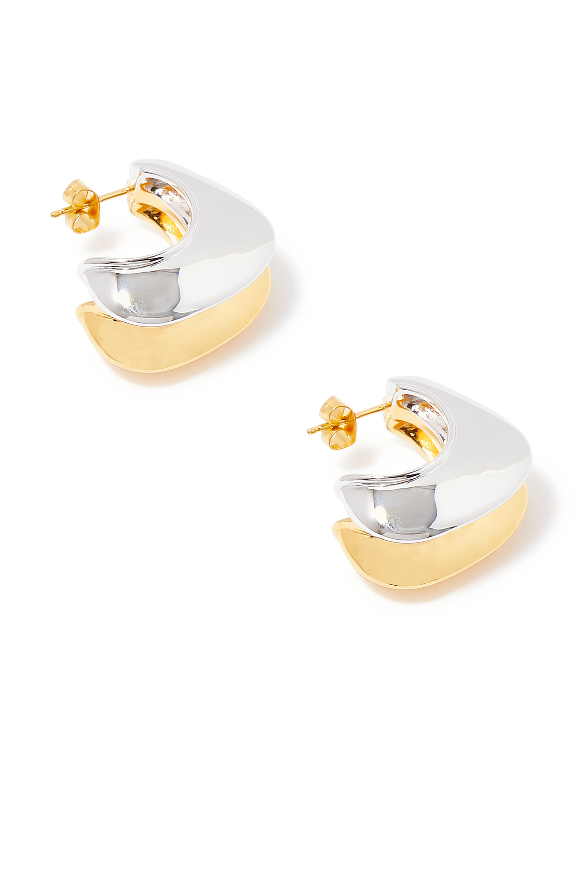 أقراط متعددة الألوان بتصميم دائري مزدوج معدن مختلط، مقاس واحد