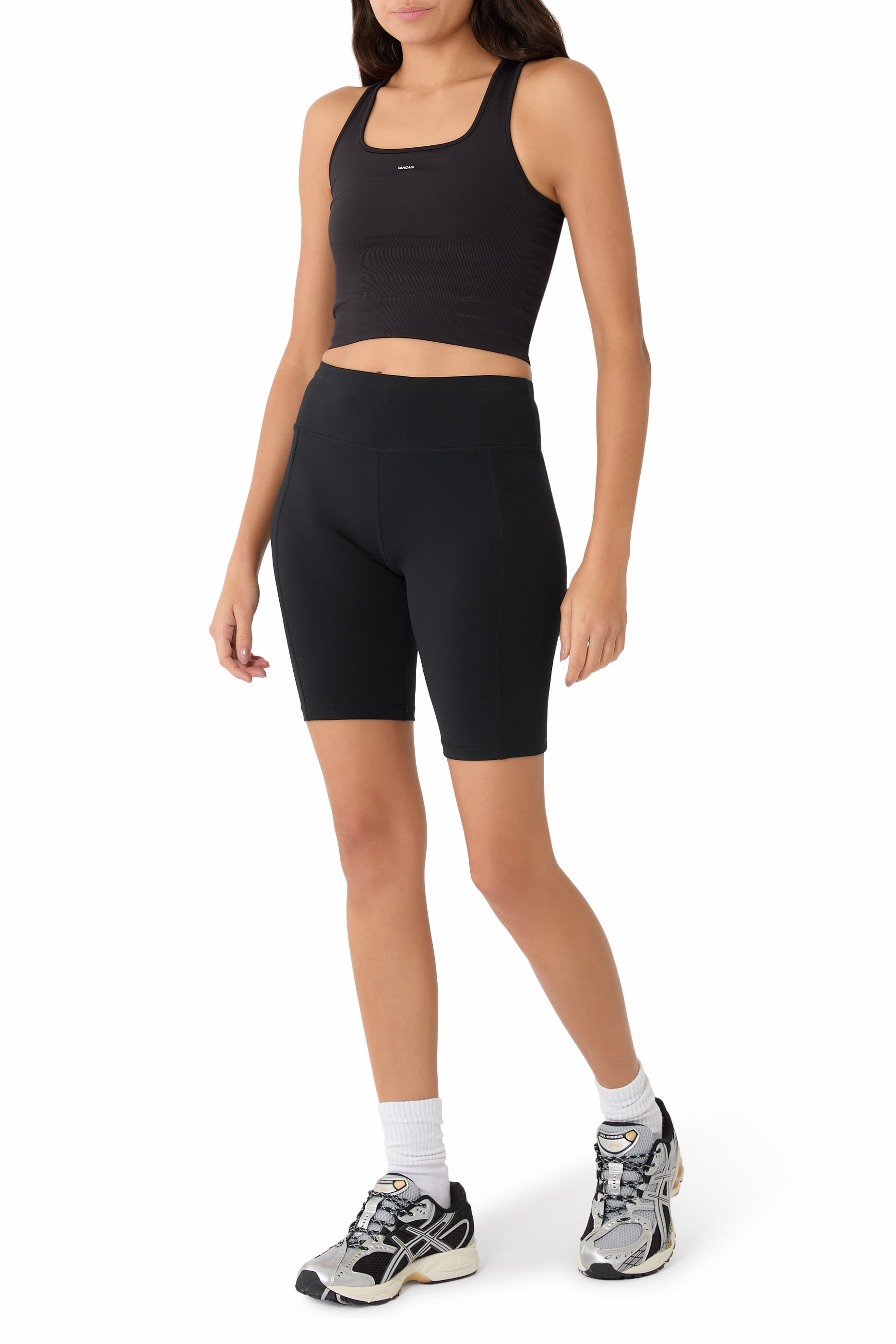 بلوزة بلا أكمام بتصميم مضلع ضاغط خامات نباتية مطاطية