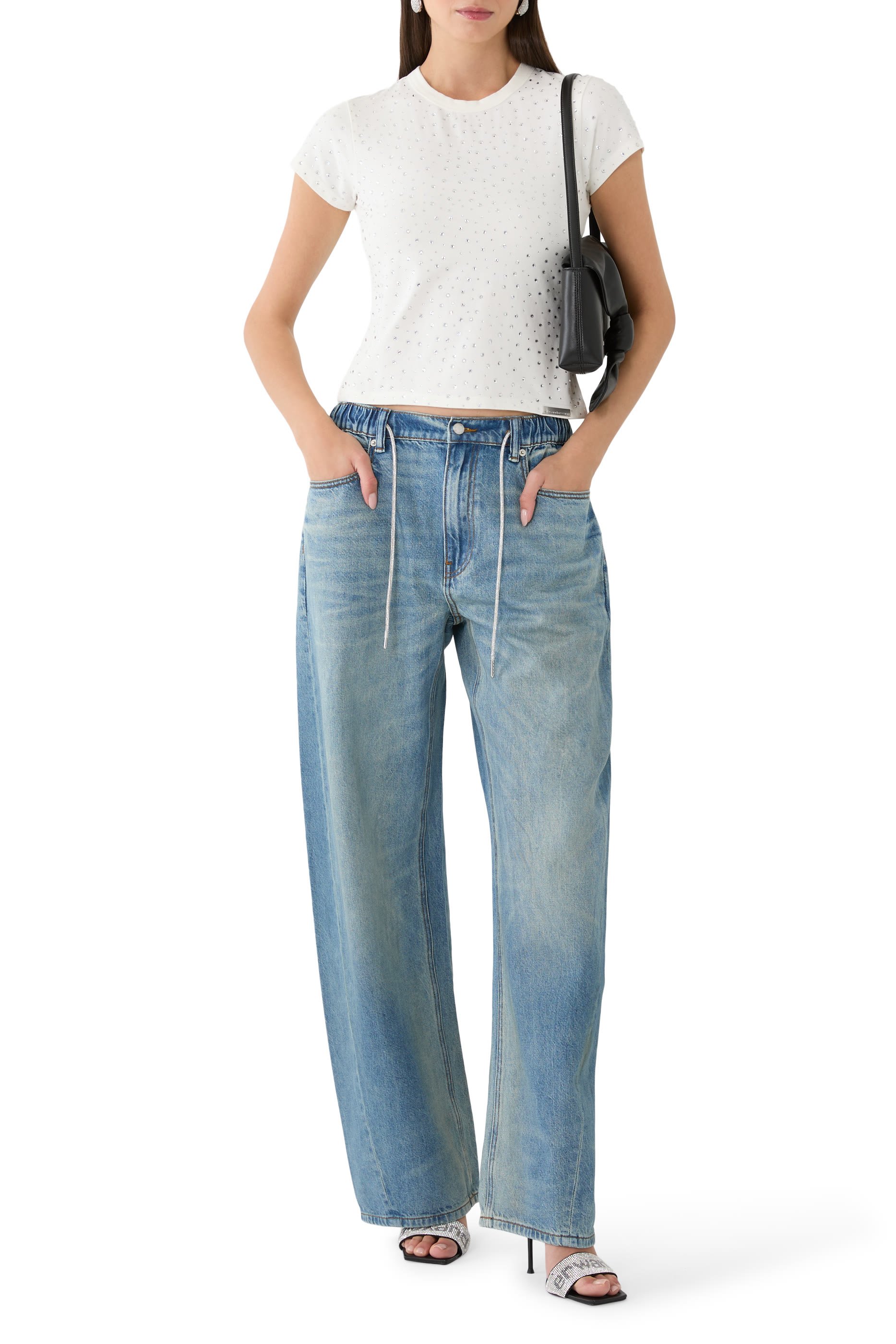 تيشيرت قصير بطبعة غرافيكية مثبتة حراريا