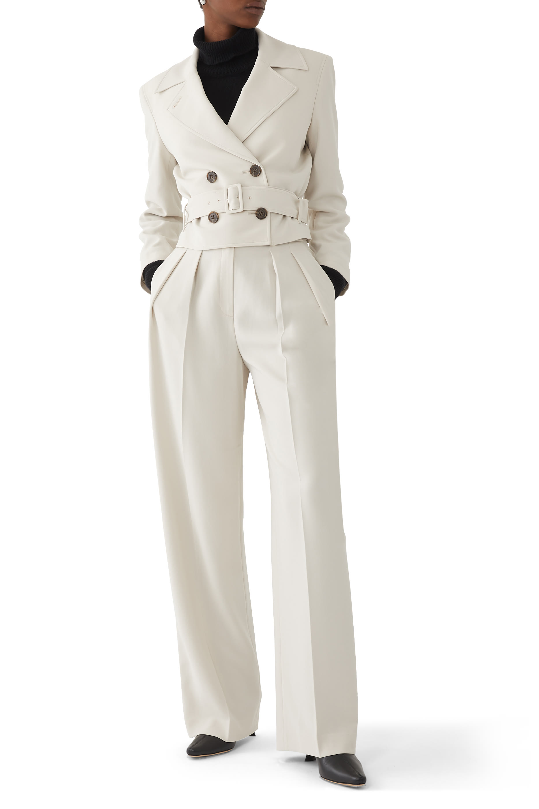 جاكيت ترنش قصير بحزام