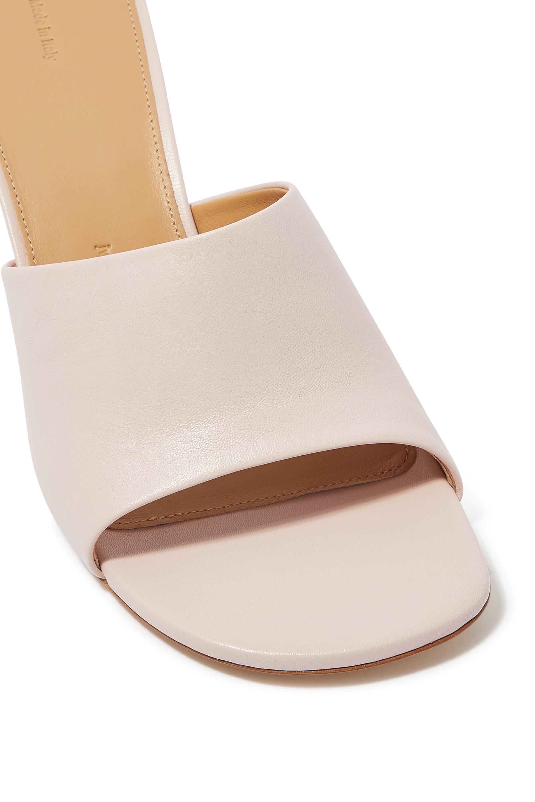 حذاء مفتوح من الخلف 80 جلد بكعب بتصميم حلقة سلسلة