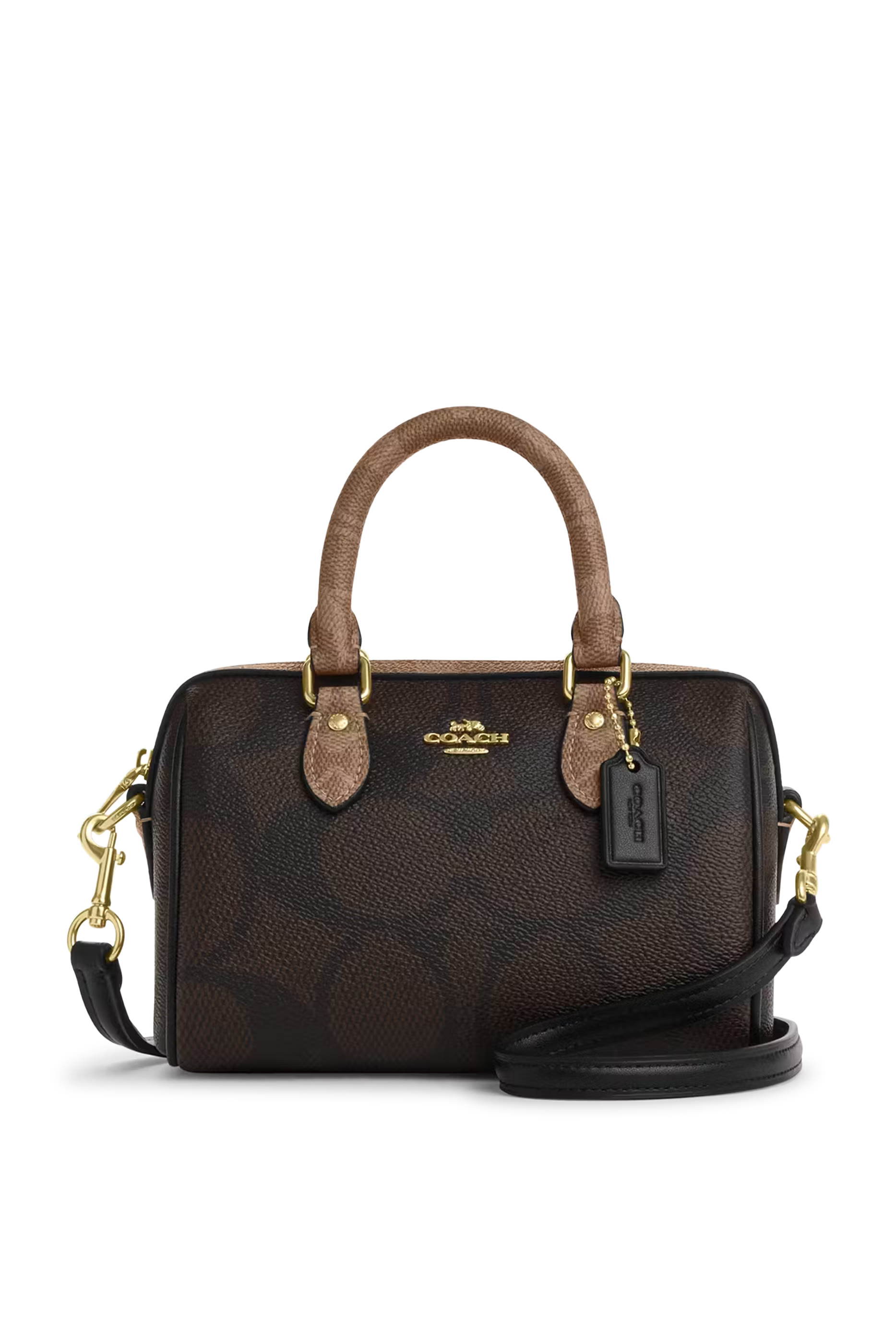 حقيبة كروس بودي صغيرة بأقسام قماش قنب بشعار الماركة