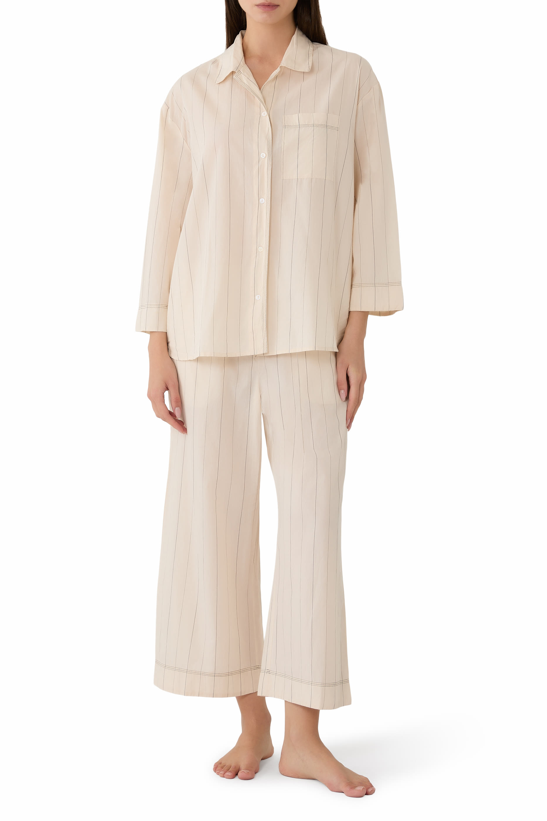 بنطال بيجامة قصير بقصة مريحة قطن عضوي