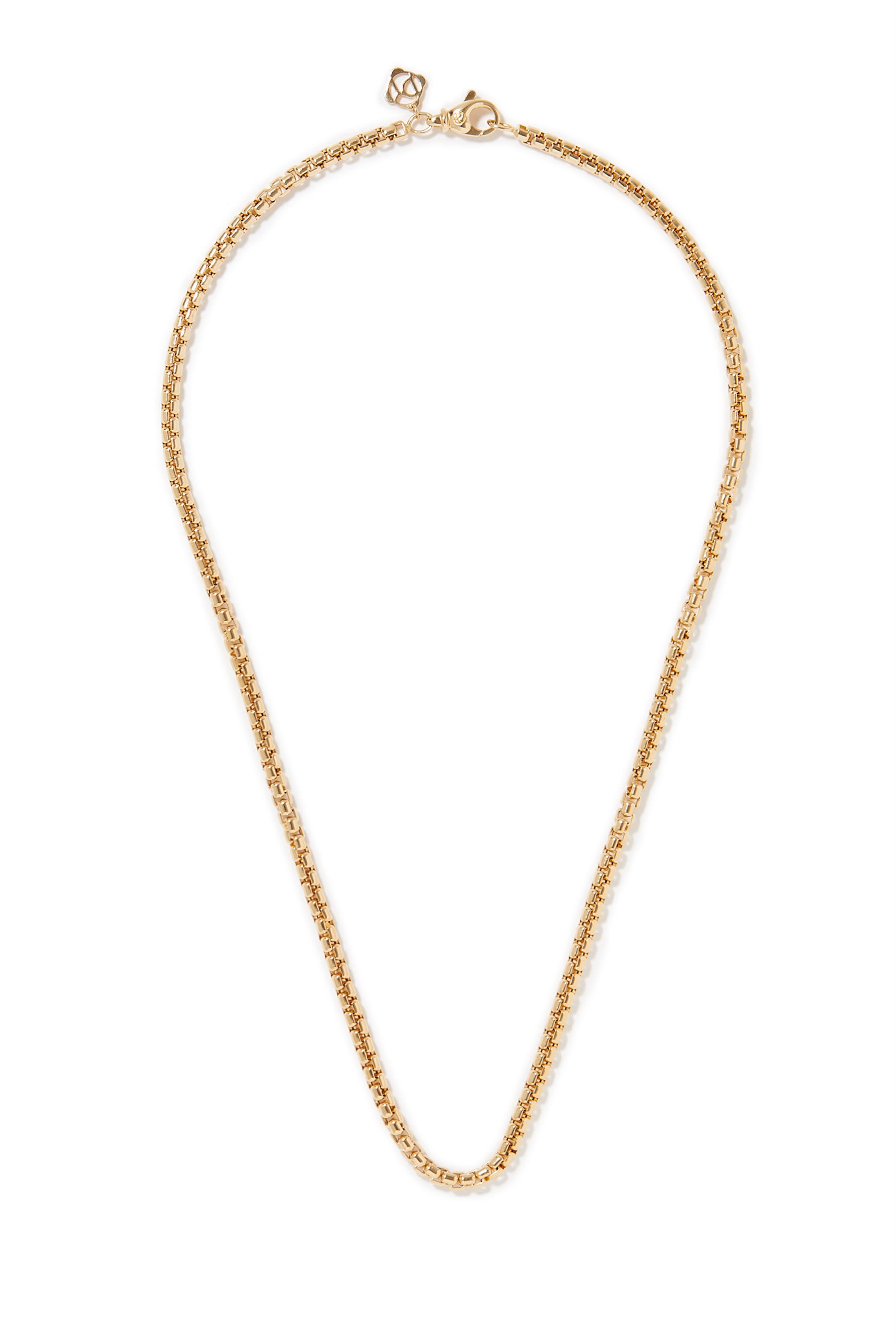 قلادة سلسلة بحلقات مربعة 18 بوصة ذهب أصفر عيار 18