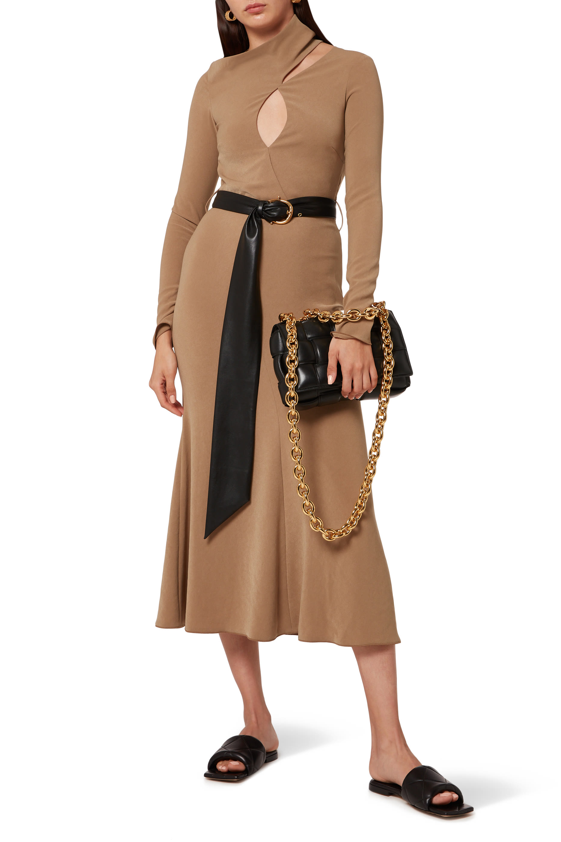 حقيبة كاسيت بسلسلة جلد بتصميم مجدول